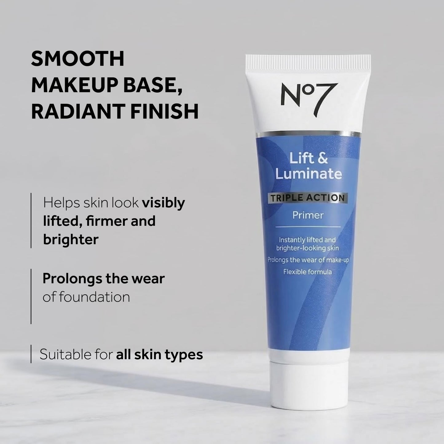 No7 Lift & Luminate Primer - Hydrating Primer with Niacimamide - Creates Smooth Base for Makeup Application & Illuminates Skin Glow (30ml)