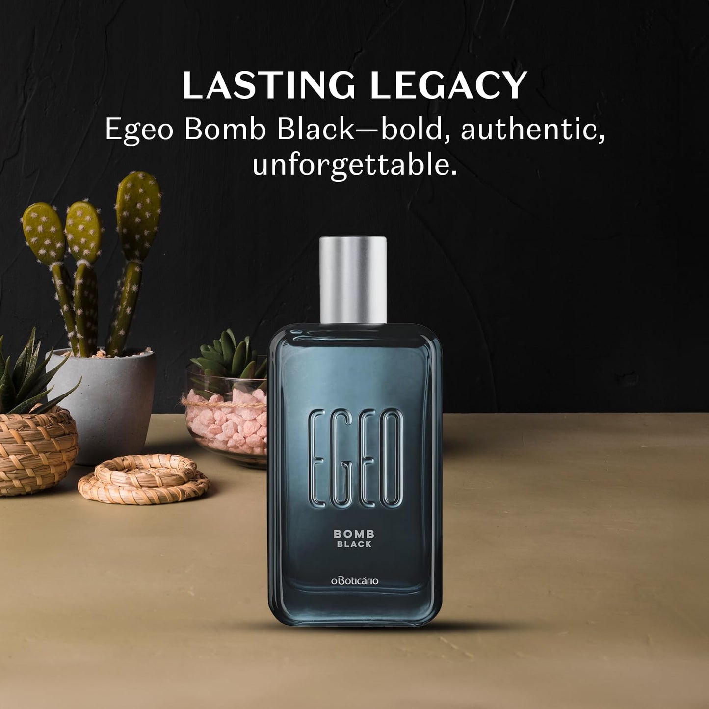 O BOTICARIO Egeo Bomb Black Eau de Toilette, Long-Lasting, Caramel & Leather, Men's Cologne Fragrance, 3 Ounce