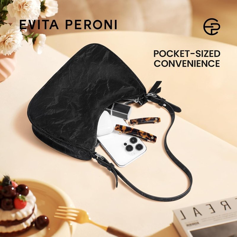 Evita Peroni French Hair Barrettes - No-Slip Clips for Thick & Thin Hair | Black Acetate, Medium Size