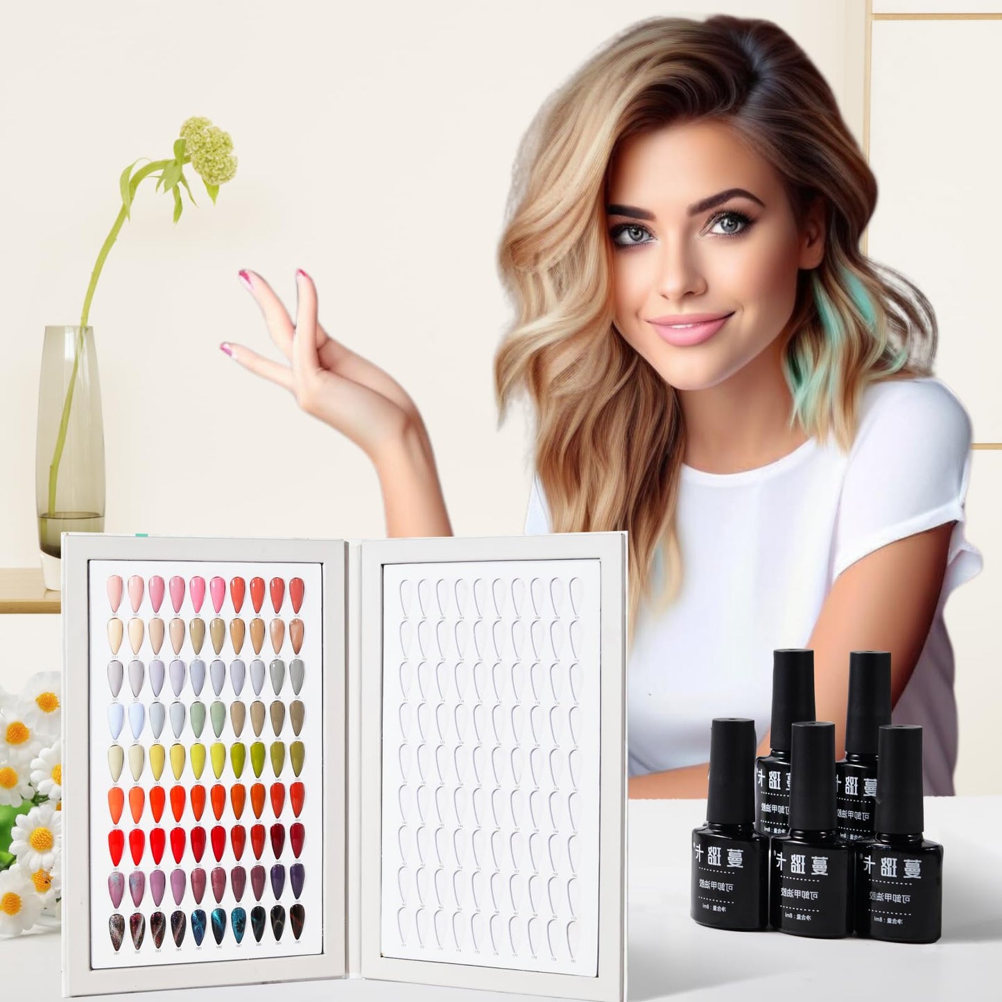 Acycoin2A 180 Nail Color Display Book Chart with 240 Nail Tips (A Style)