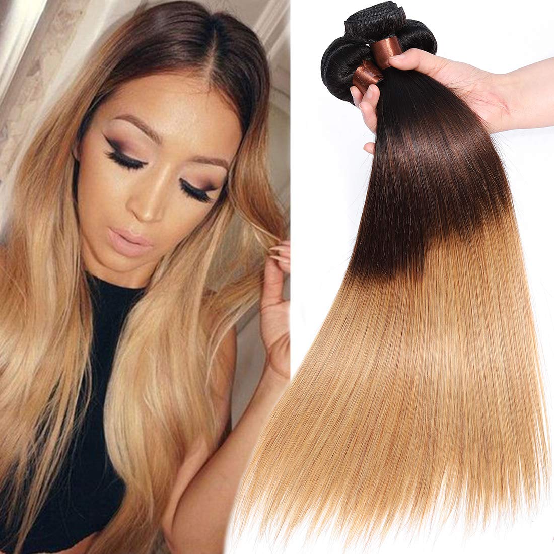 BLACKMOON HAIR Brazilian Virgin Straight Human Hair One Bundle 22inch Straight Hair Weave Extension Unprocessed Straight Hair Bundle Natural Black