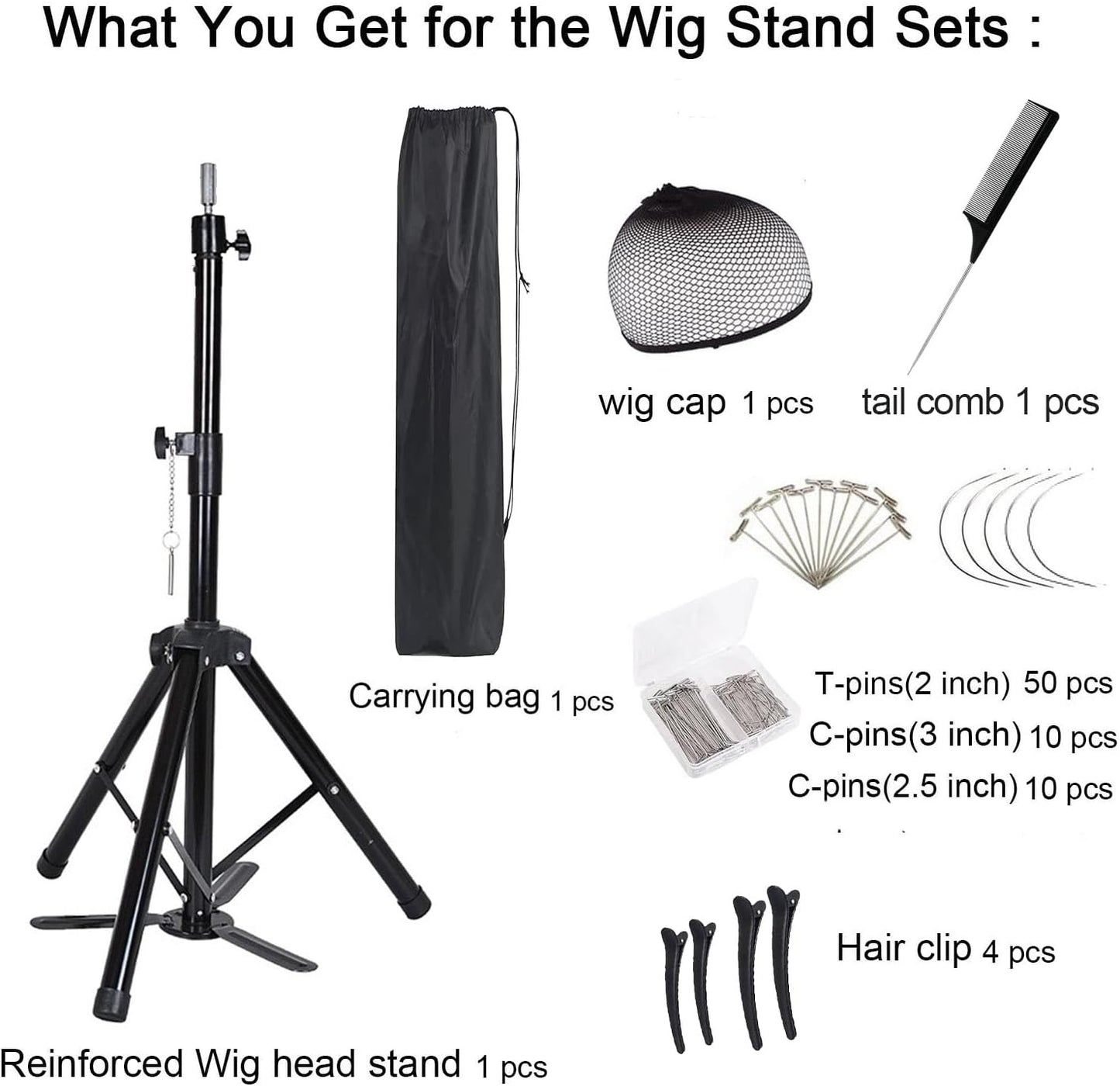 Wig Stand Tripod - Heavy Duty Adjustable Mannequin Holder for Styling | 55-Inch with Pedal