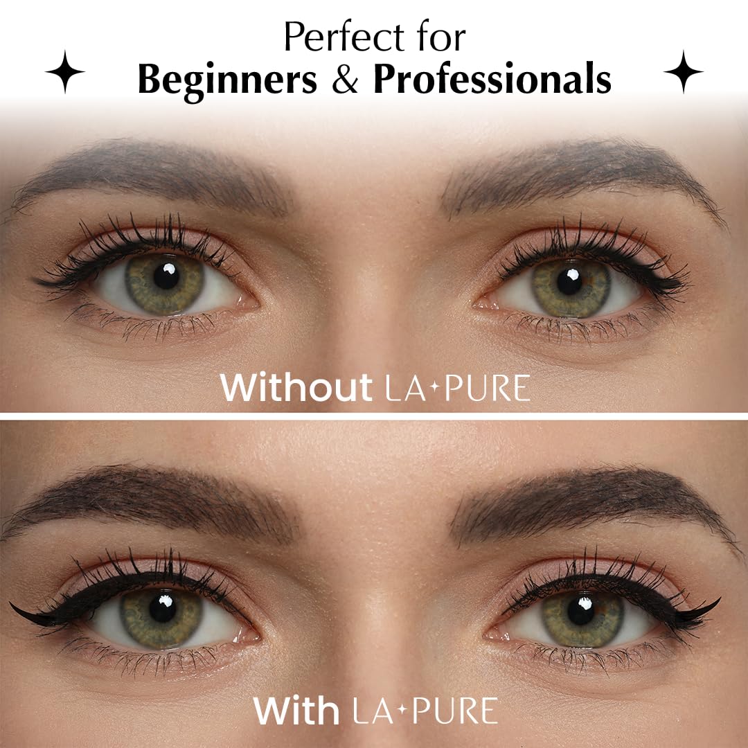 LA PURE Waterproof Liquid Eyeliner Stamp Winged Eyeliner Tool 2x Cat Eye - Winged & Fine Tipped Pen Eyeliner Stencil Smudge Proof Black Eye Liner Tiktok Trend Items Wing Stamp - Black 10mm