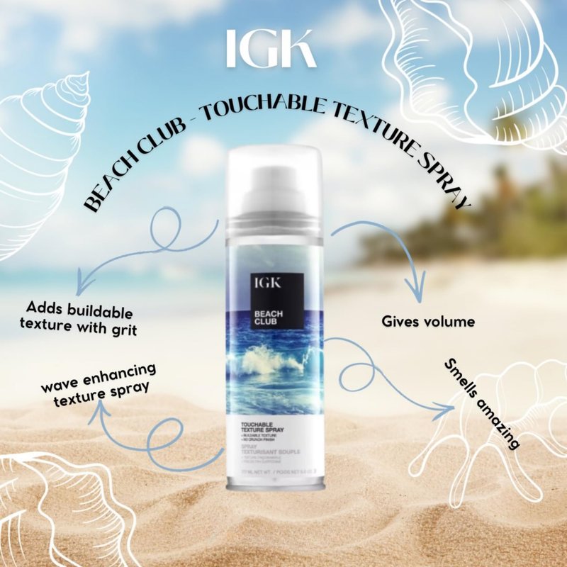 IGK BEACH CLUB Volumizing Texture Spray | Beach Wave Spray for Instant Volume & Tousled Texture | Non-Drying Fullness with Flexible Hold | 5oz