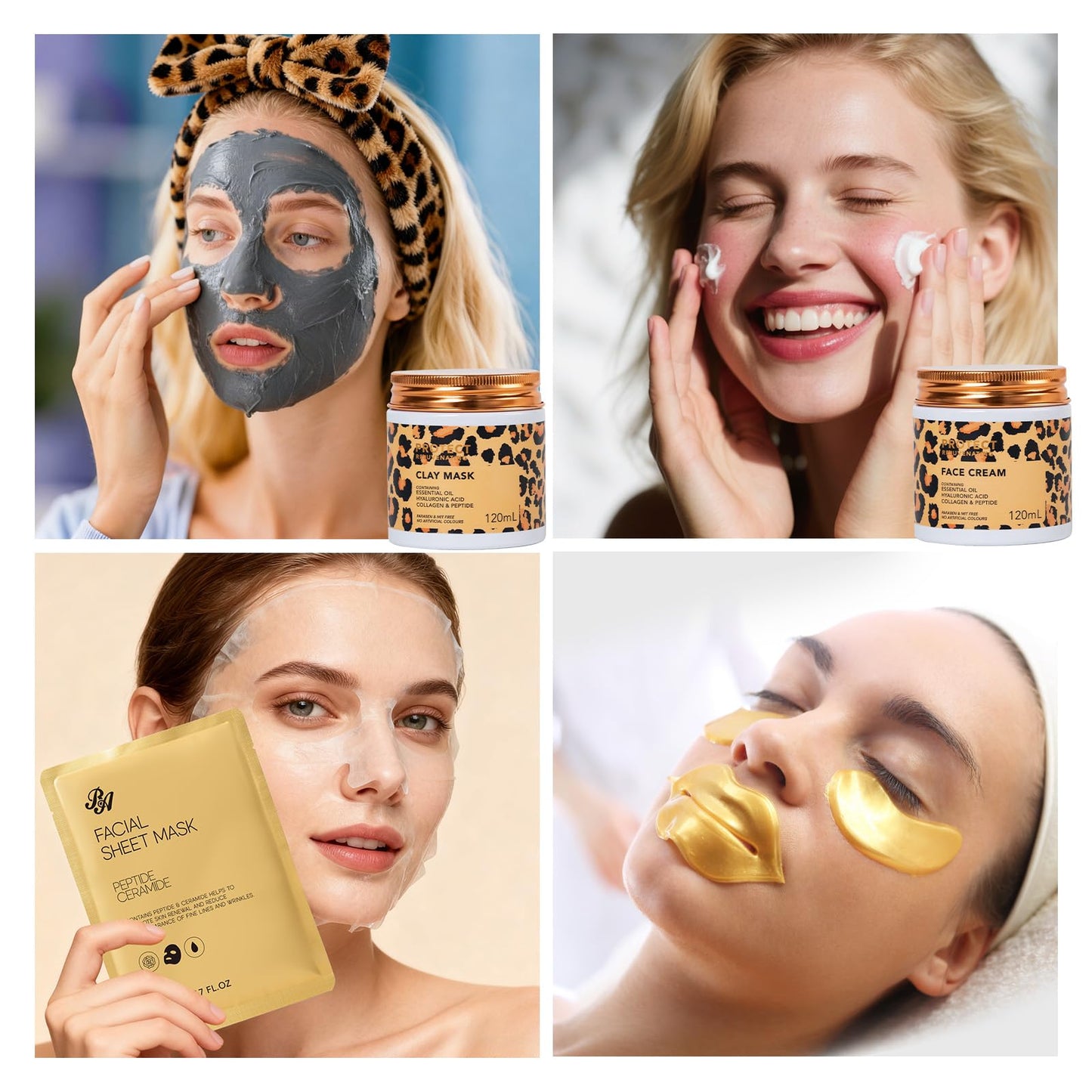 Gifts for Women, 32 Pcs Leopard Facial Skin Care Gift Set for Women, Home Spa & Self-Care Gift Kit, Bath and Body Gifts Basket Set, Face Sheet Mask, Wife, Birthday, Christmas, Valentines, Anniversary