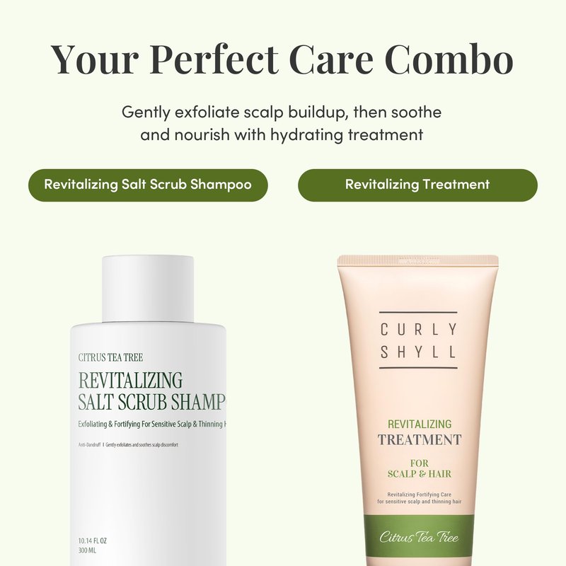 CURLYSHYLL Revitalizing Salt Scrub Shampoo | Exfoliating & Clarifying Scalp Treatment | Dual Salt Formula | Scalp Care for Thinning Hair | 300ml