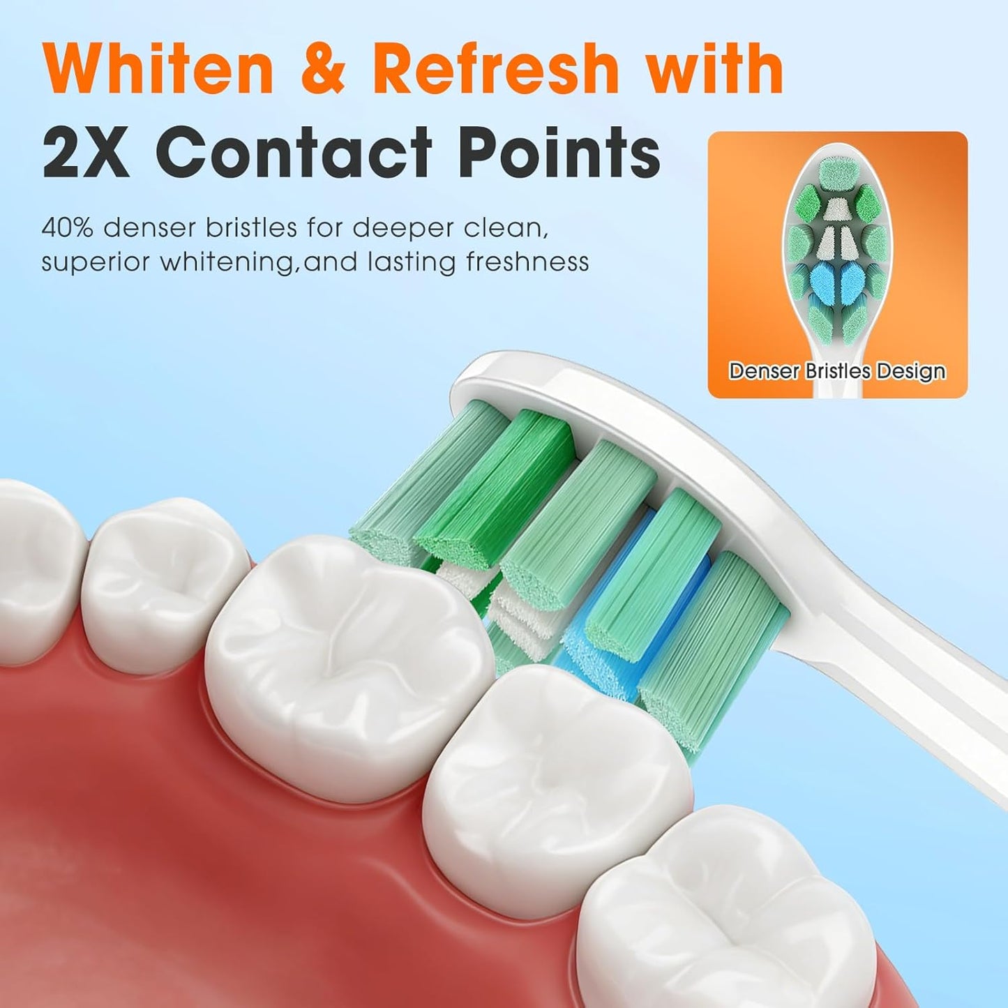 Toothbrush Replacement Heads for Philips Sonicare C1 & C2 - Soft Bristles, 6-Pack, White