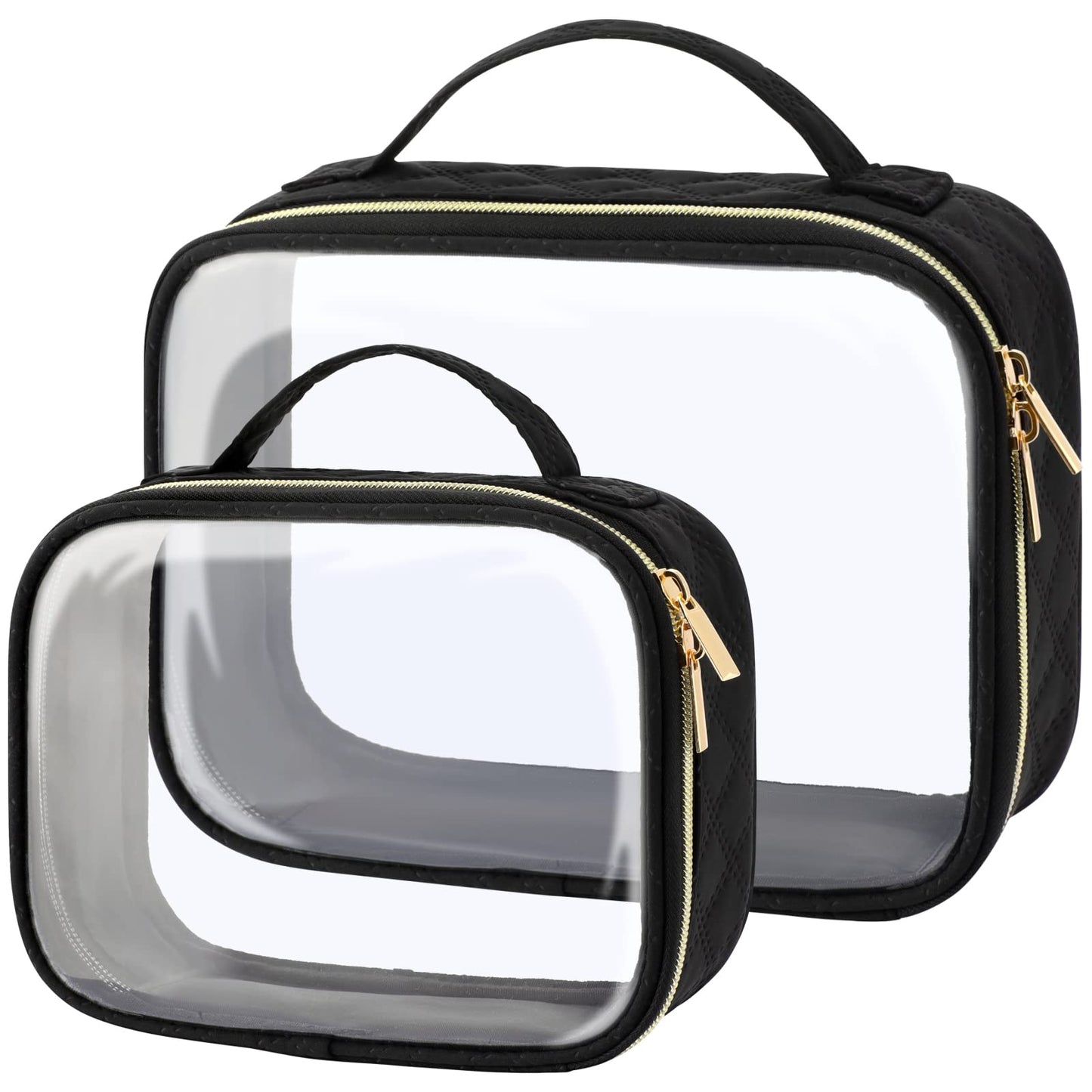 PACKISM 2 Pack Black Clear Makeup Bags and 6 Pack Travel Size Bottles, Bundle Sales