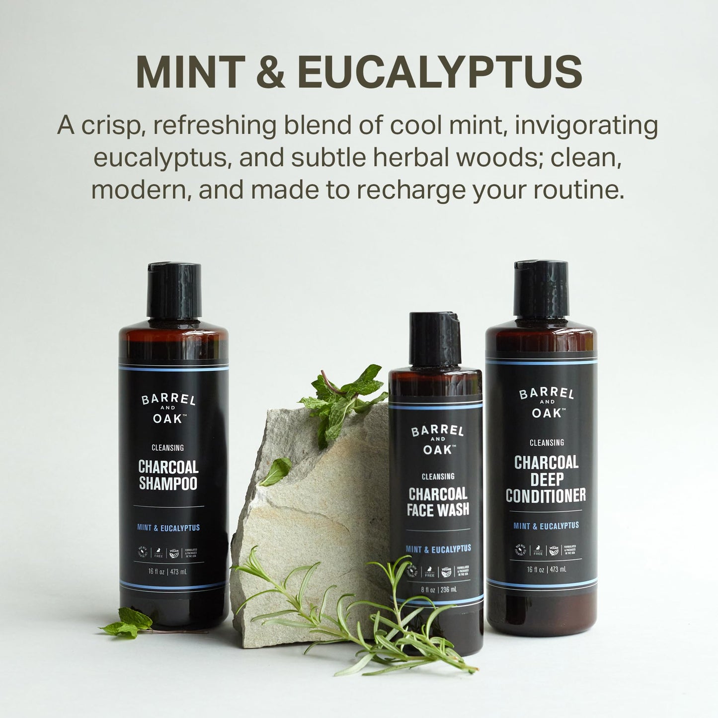Barrel and Oak - Shampoo & Conditioner Set, Hair Care for Men, Clarifying Shampoo, For Dry Hair, Natural Fragrance, Vegan