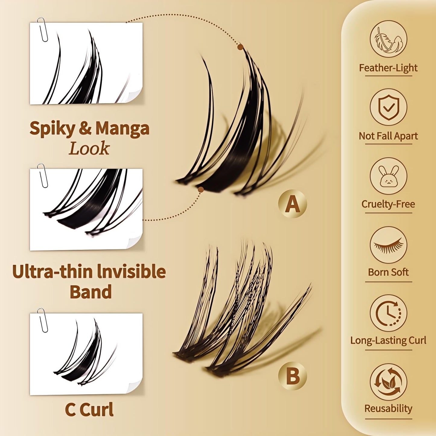 FEEGO Natural Lash Extension Kit 168Pcs Lash Clusters Kit Wispy Eyelash Extensions Individual Lashes Extensions with Bond and Seal Lash Glue and Eyelash Extension Tweezers DIY (MAGIC GIRL KIT - B)