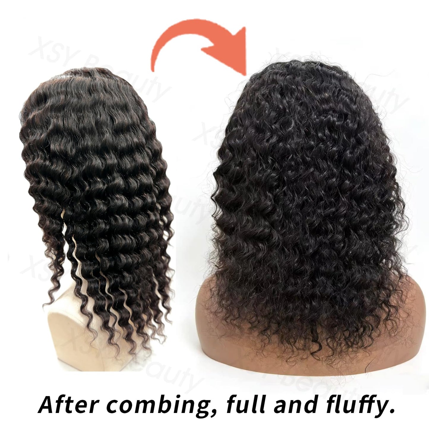 Headband Wig Human Hair 16 Inch Deep Wave Glueless Wig 1B# Natural Color
