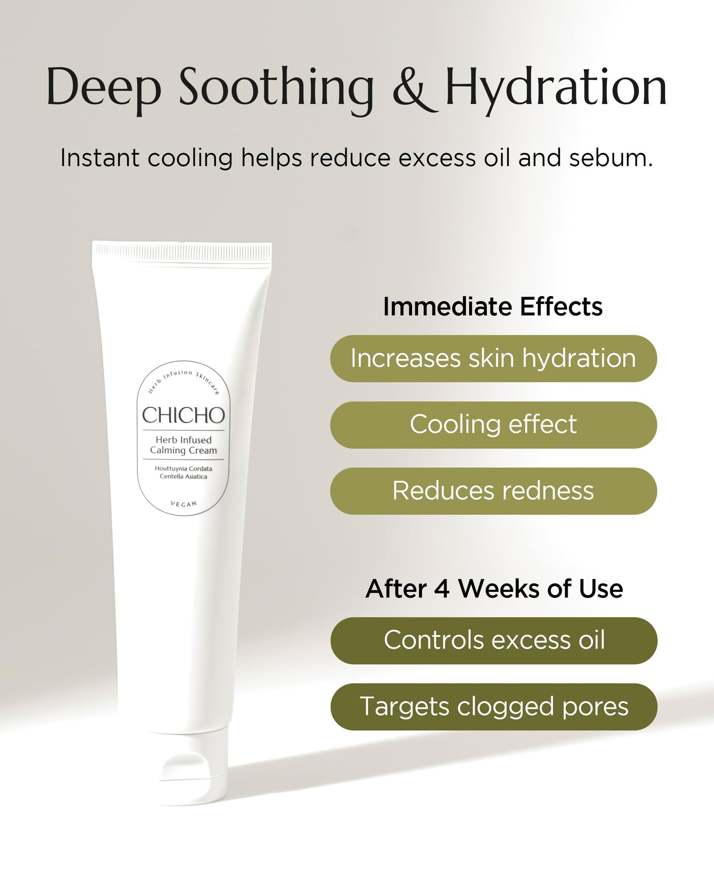 CHICHO Korean Calming Gel-Cream - 68.8% Heartleaf & 6-Cica Redness Relief Moisturizer, Non-Comedogenic Lightweight Face Cream for Sensitive Acne Prone Skin, Vegan Clean, 2.37 fl oz