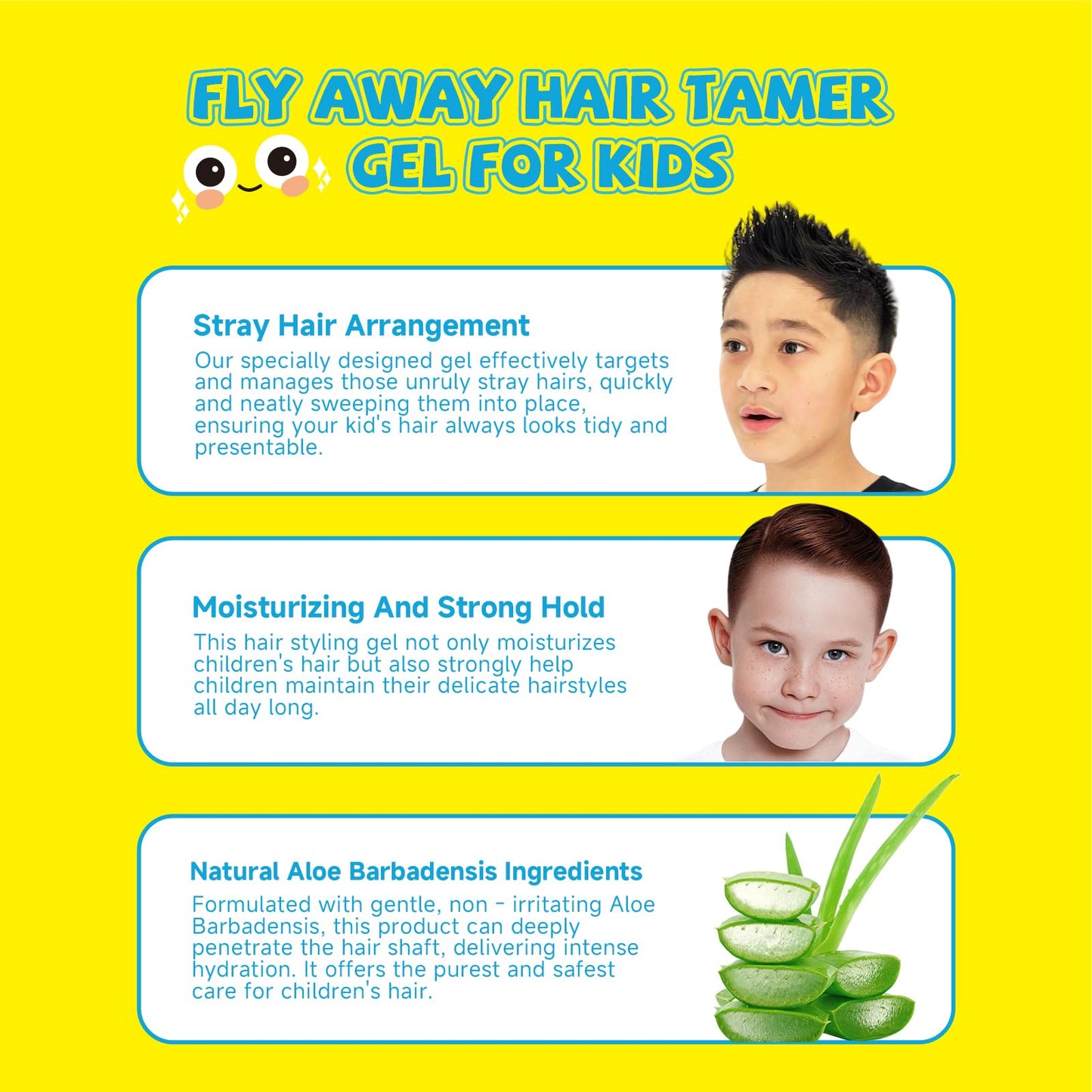 gowwim Kids Hair Gel, Natural Plant Extracts Hair Gel for Kids Alcohol-Free & Gentle Styling Cream Long-Lasting Hold Tames Flyaways and Frizz for Boys Girls Baby Toddlers 125ml (4.2 Fl OZ)