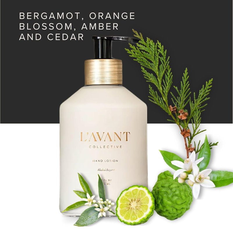 L'AVANT Collective Hand Lotion - Moisturizing Plant-Based Cream in Refillable Glass Bottle | 10 Fl Oz, Blushed Bergamot