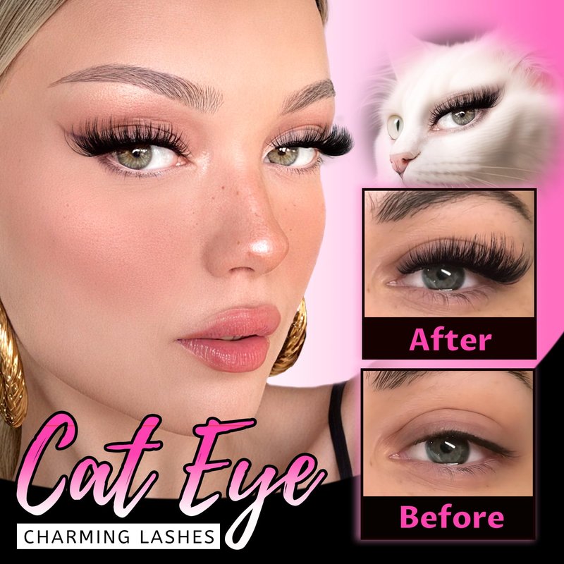Veleasha Cat Eye Lashes Natural Look Fox False Eyelashes Gorgeous Wispy & Lightweight Faux Mink Lashes for Doll Eye Makeup 5 Pairs Pack (Charming)