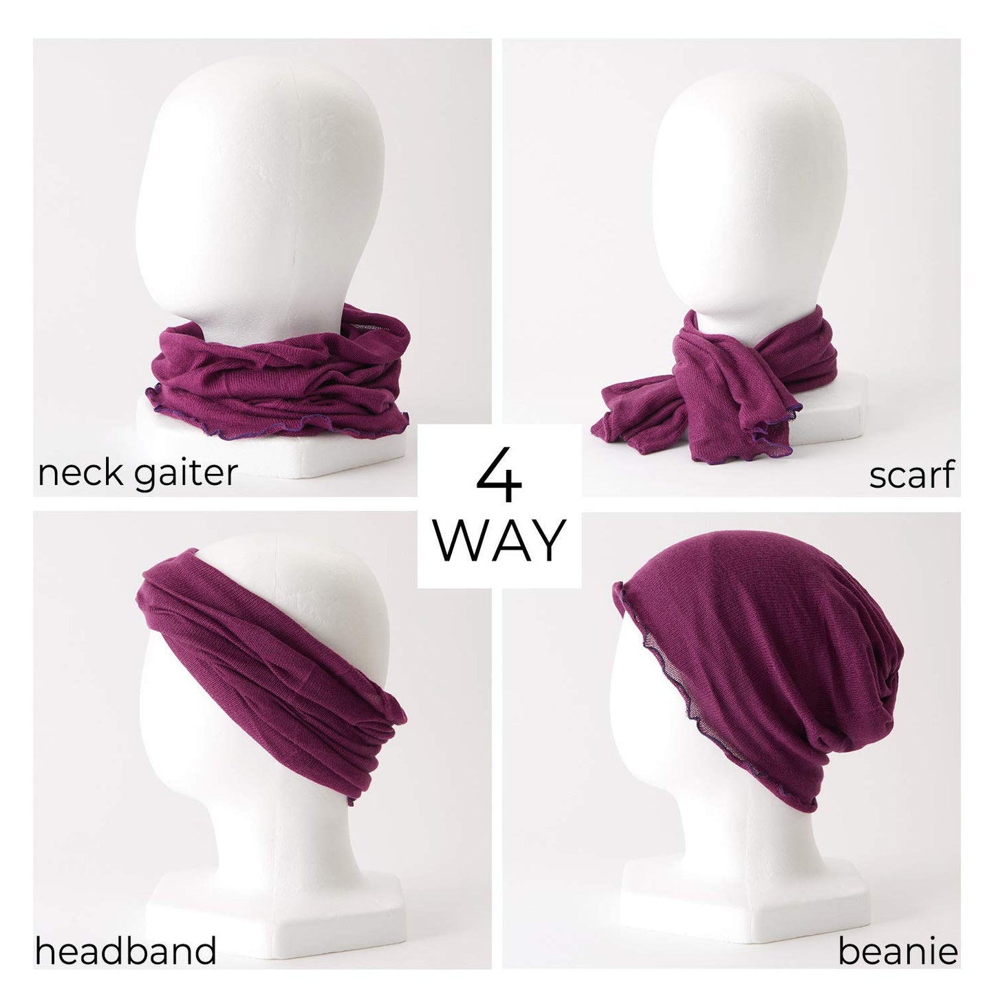 CHARM Silk Headband Scarf Neck Gaiter - Womens Chemo Head Wrap Mens Motorcycle Fashion Black