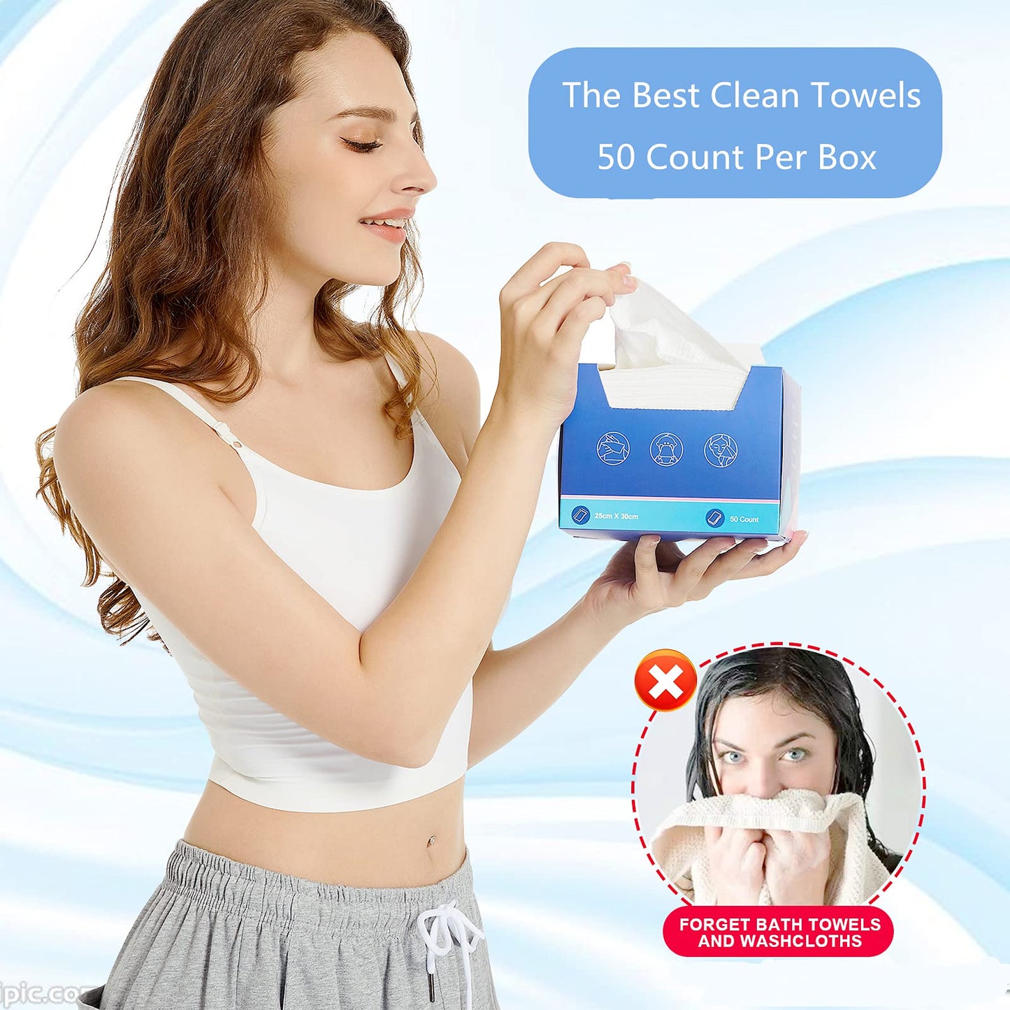 Atitifope Disposable Face Towels Makeup Remover Wipes Super Soft and Thick Dry Cleaning Cloths (100Count (2Boxes))