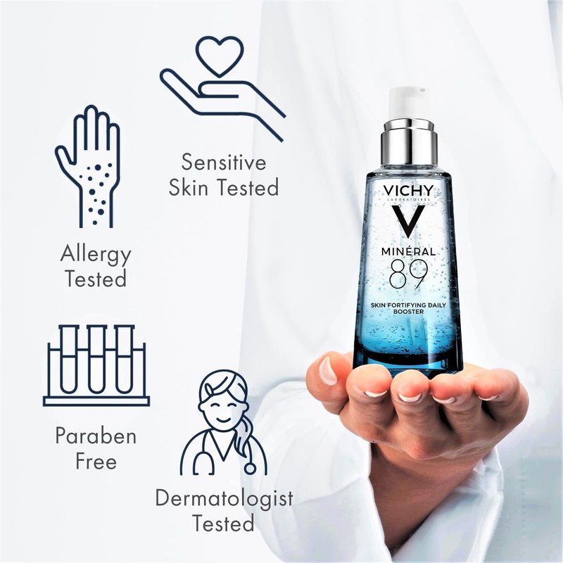 Vichy Mineral 89 Hyaluronic Acid Face Serum, Facial Gel Moisturizer and Pure Hyaluronic Acid Hydrating Serum for Sensitive or Dry Skin