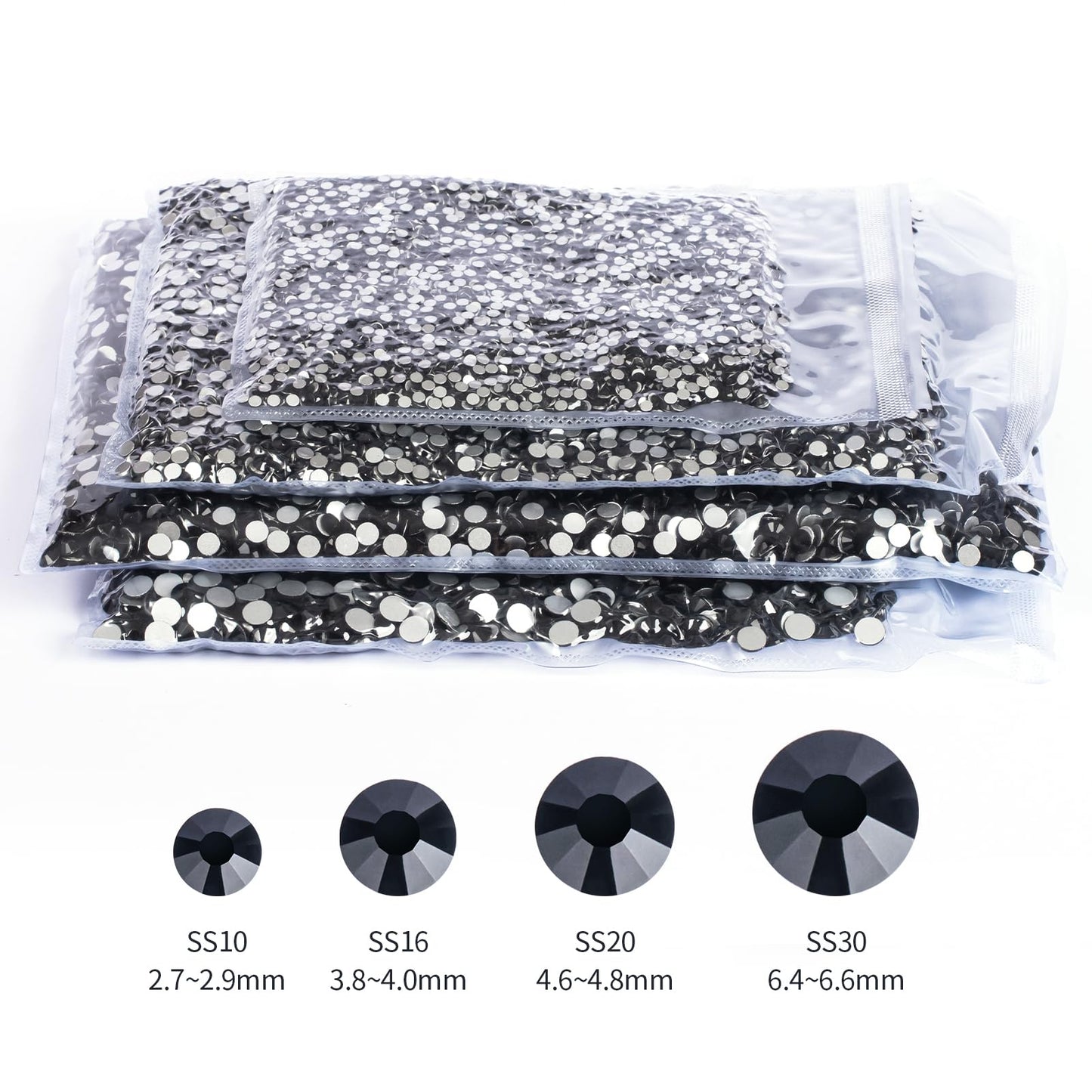 10000PCS Black Rhinestones Bulk, Flat Back Crystal Glass Stone Round Gems,SS20, 4.6-4.8mm