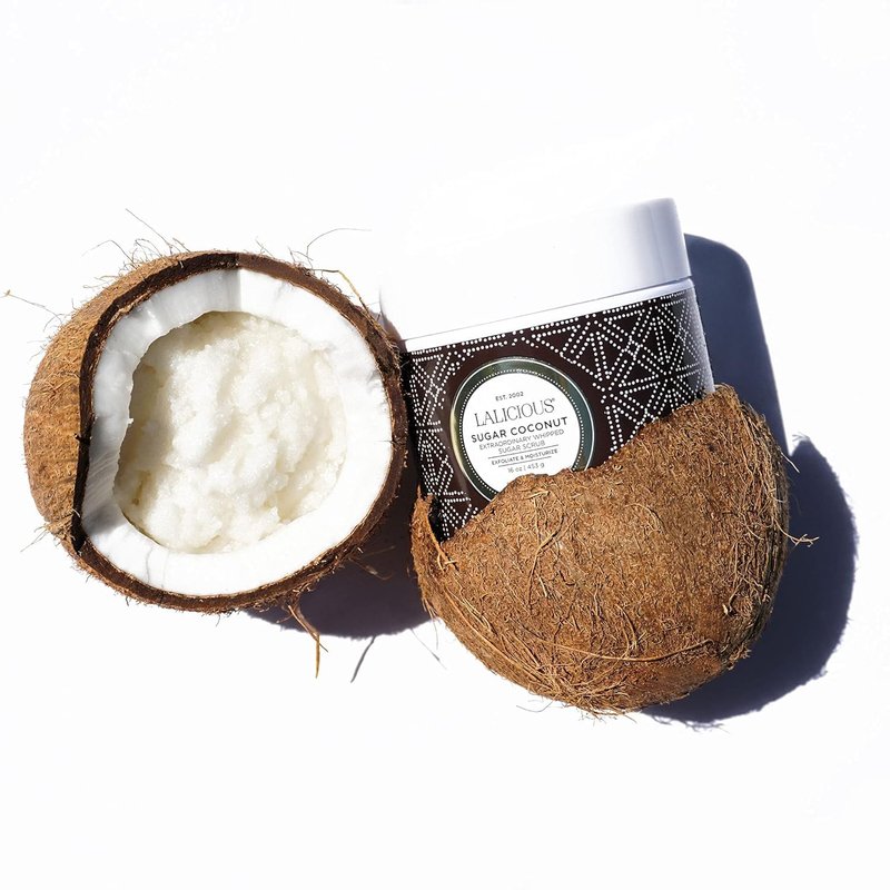 LALICIOUS Sugar Coconut Body Scrub - Exfoliating & Moisturizing | Pre-Shave Scrub for Ingrown Hairs | 16oz