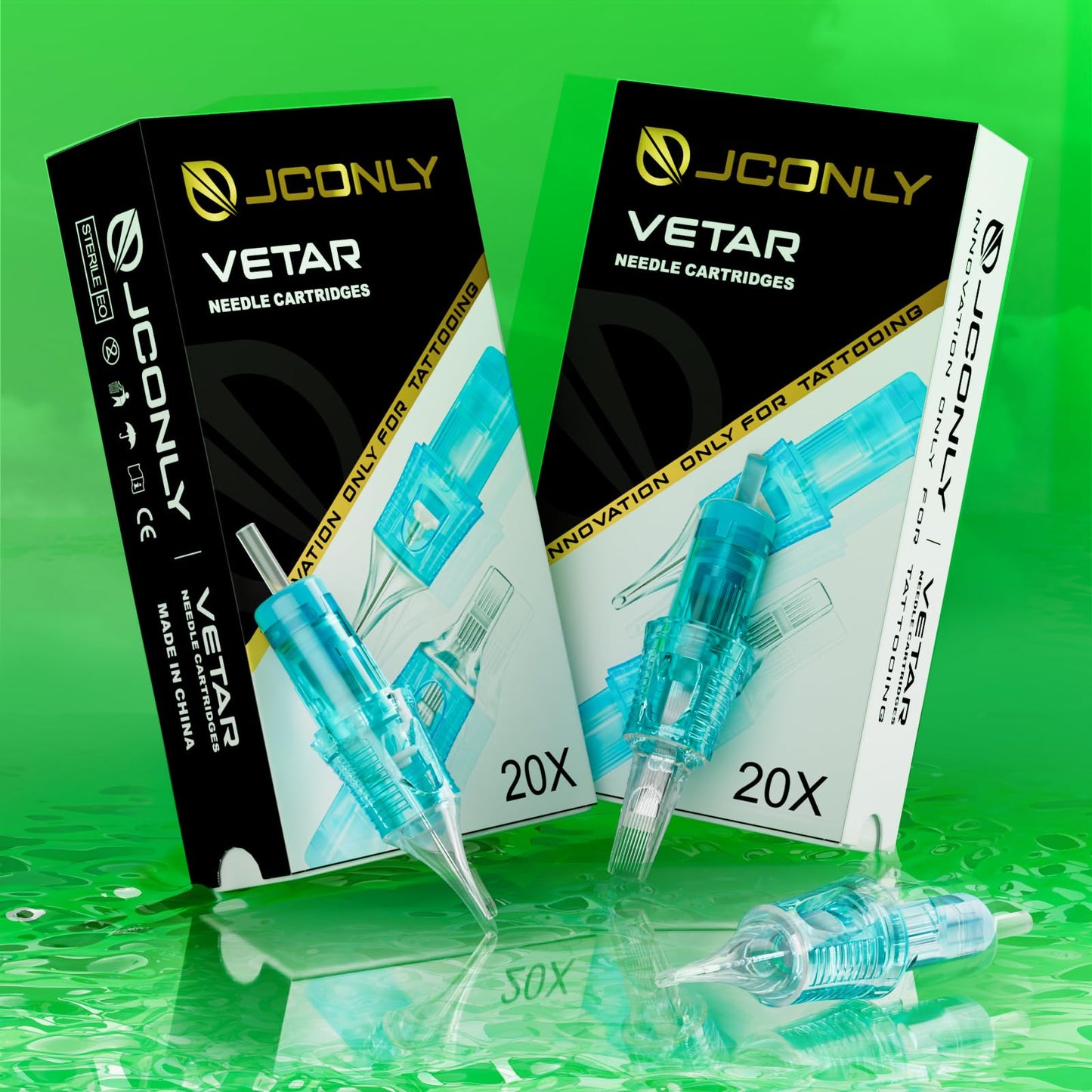 VETAR Tattoo Cartridge Needles - 20Pcs Tattoo Needles 1207RL Round Liner #12 Standard Tattoo Cartridge Diameter 0.35mm Cartridges Tattoo Needles for Machine Kit Tattoo Supplies