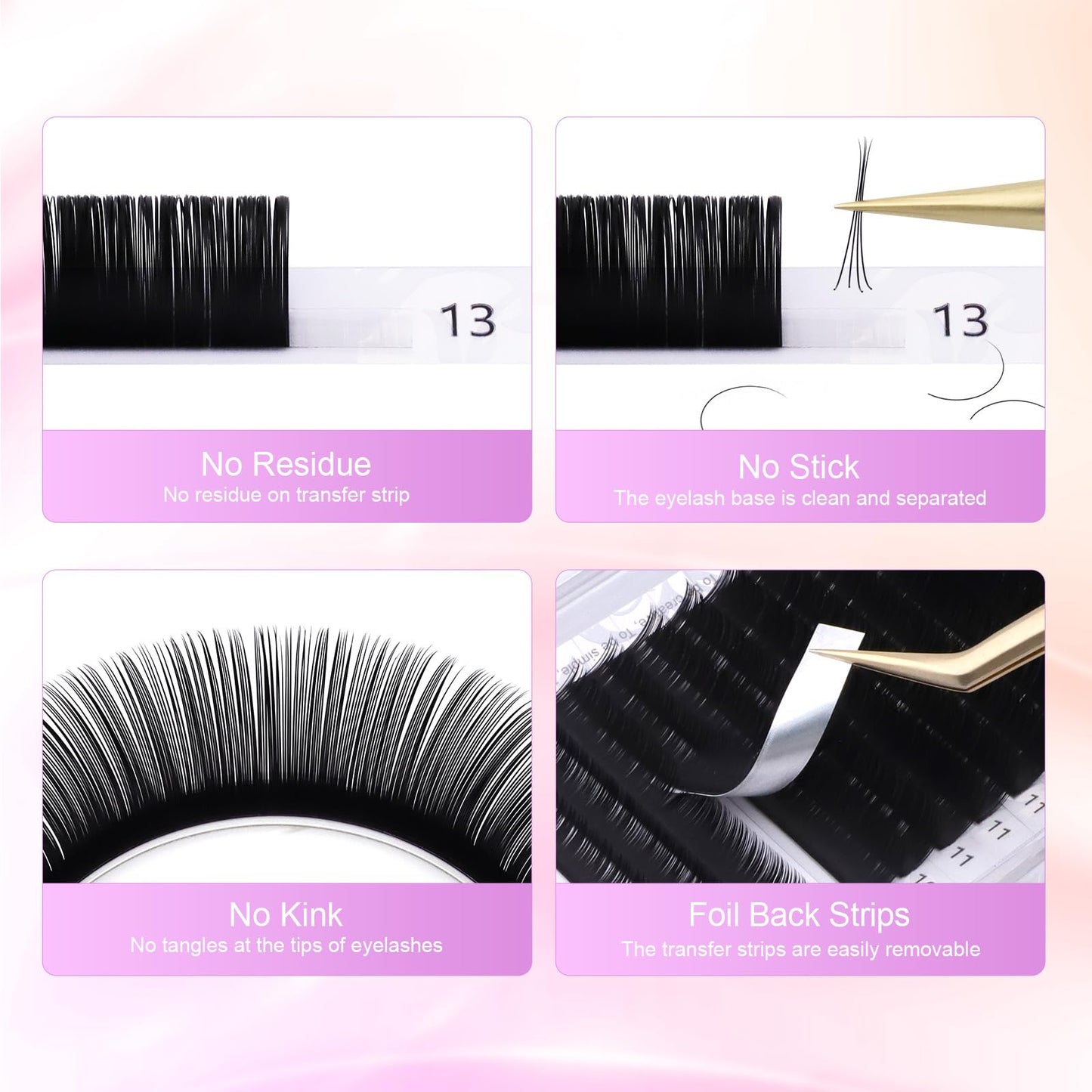 NAGARAKU Eyelash Extensions Individual Lashes 0.05mm C curl 7-15mm Mix Tray Classic Matte Black Soft Natural Faux Mink 16 rows 5 Trays