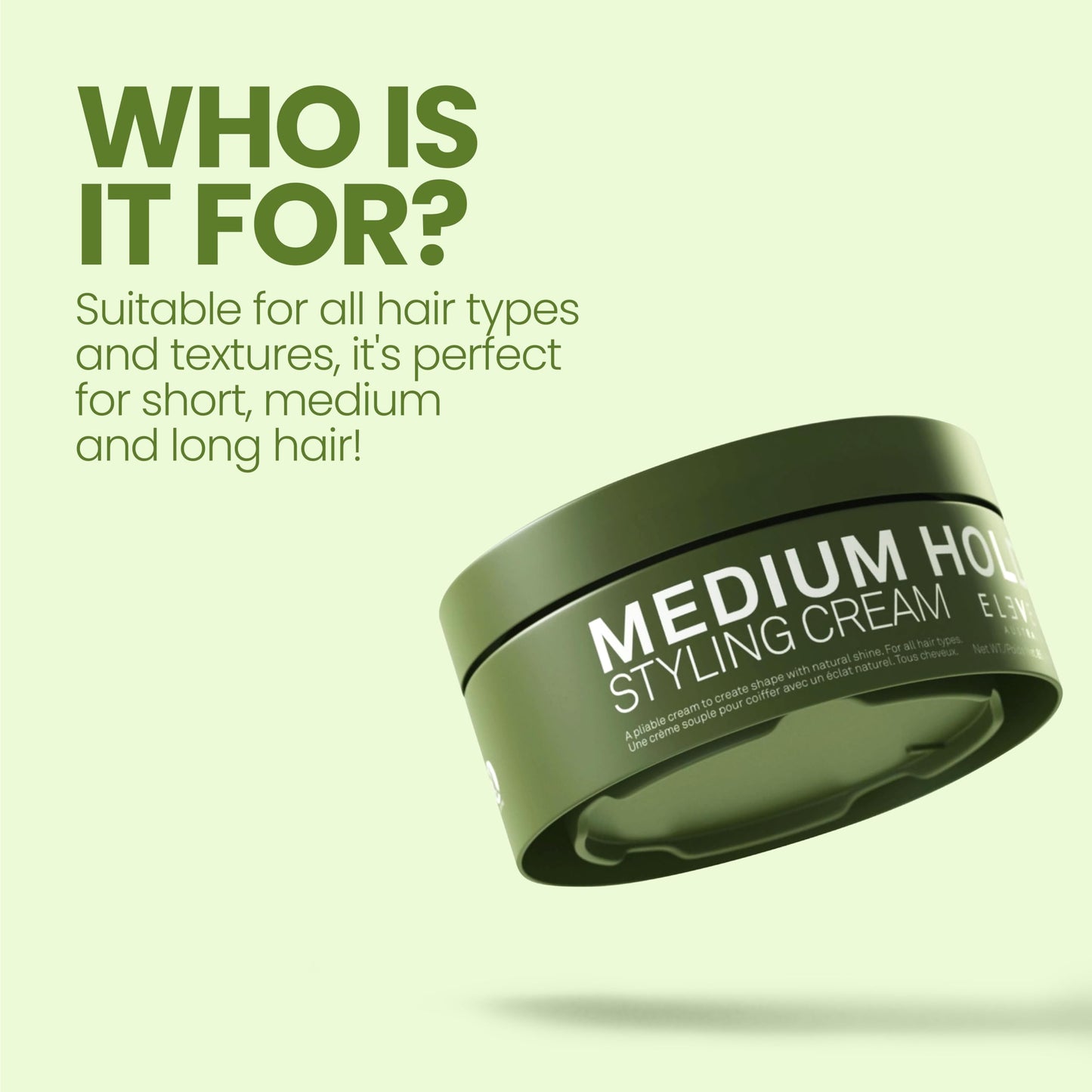 ELEVEN AUSTRALIA Medium Hold Hair Styling Cream for Men & Women - Slick Hold Pomade Product with Carnauba Wax, Shaping for Short, Medium, or Long Hair, Matte Texture Paste, Adds Natural Shine - 3 oz