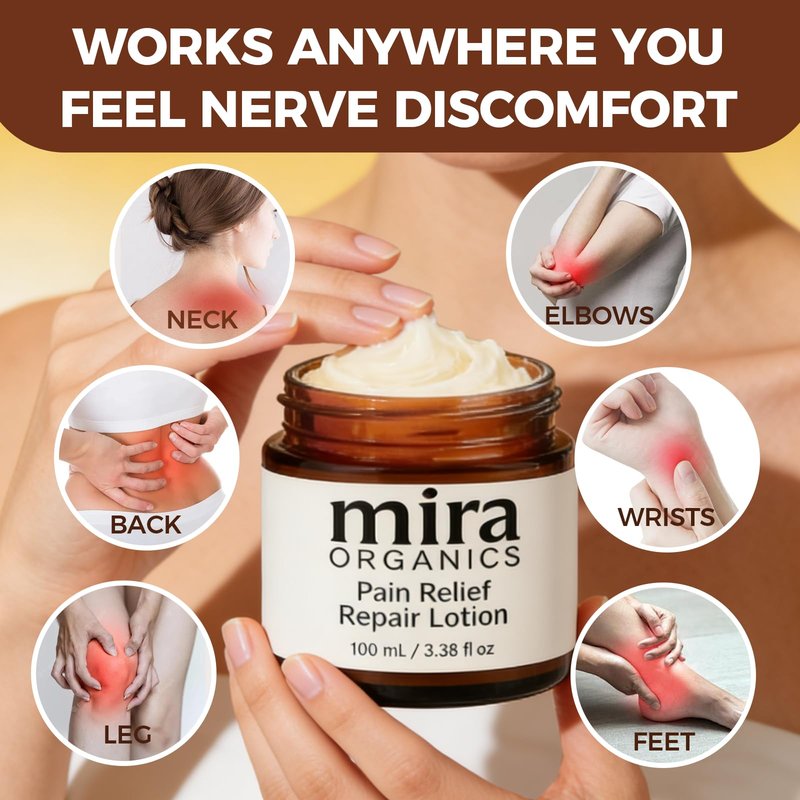 KUNLEN 2Pack Mira Pain Relief & Repair Lotion, Nerve Relief Cream for Hands, Wrists & Body, Non-Greasy Formula with Arnica, Magnesium & Botanical Extracts 3.38 fl oz