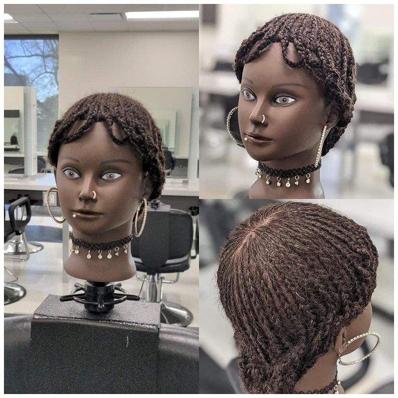 African Mannequin Head - 100% Human Hair Curly Cosmetology Training Head | Display & Styling Practice