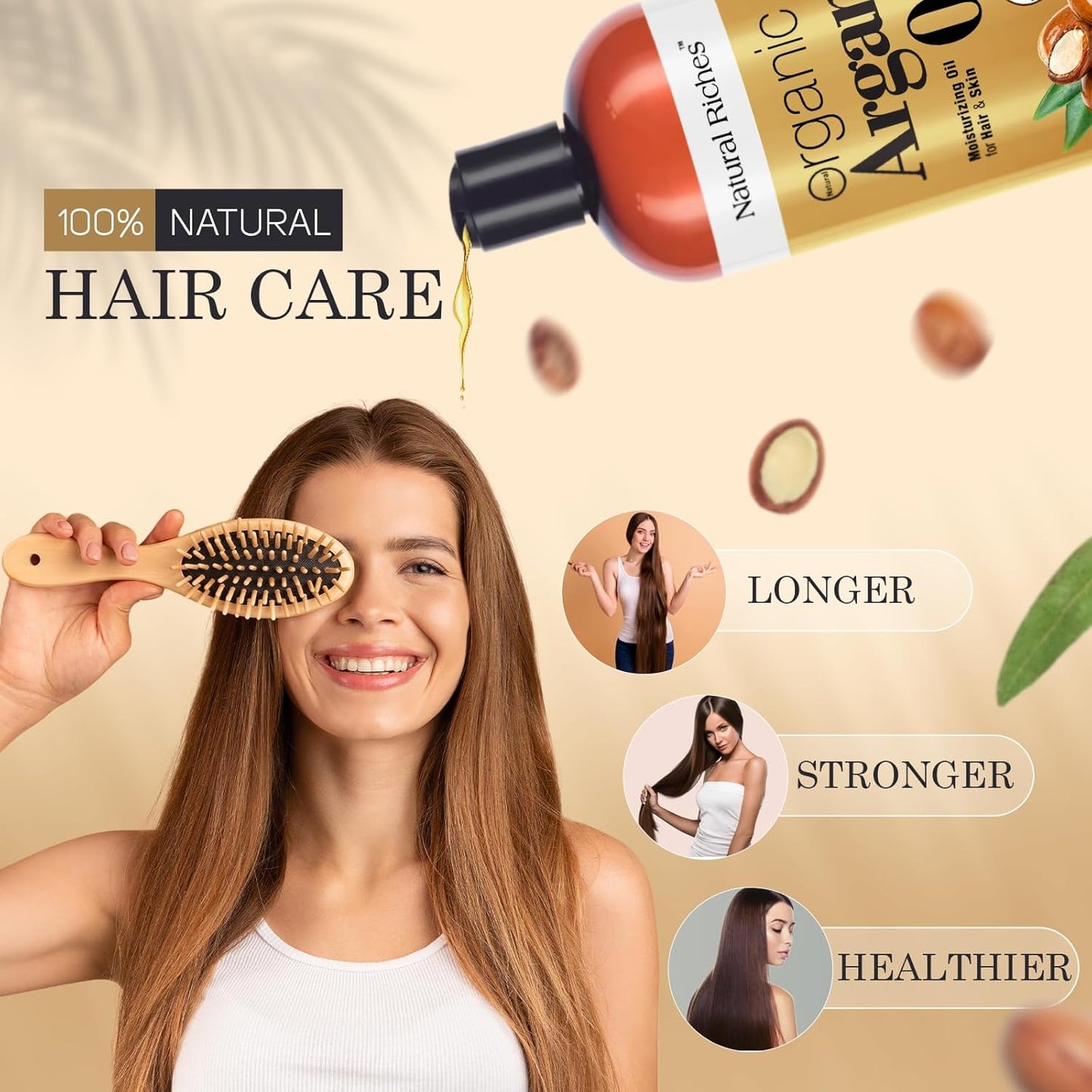 Organic Argan Oil of Morocco - Deep Moisturizing Hair Serum | 16oz Cold Pressed for Dry, Damaged Hair