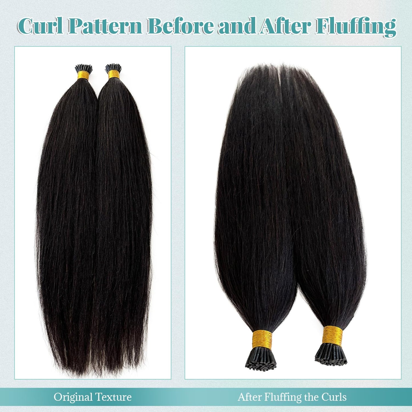 I Tip Hair Extensions Yaki Straight Itips Hair Extensions Human Hair Natural Black 18 Inch 50G Light Yaki Real Human Hair Keratin Tip Extension Bundles for Black Women 50 Strands Per Pack