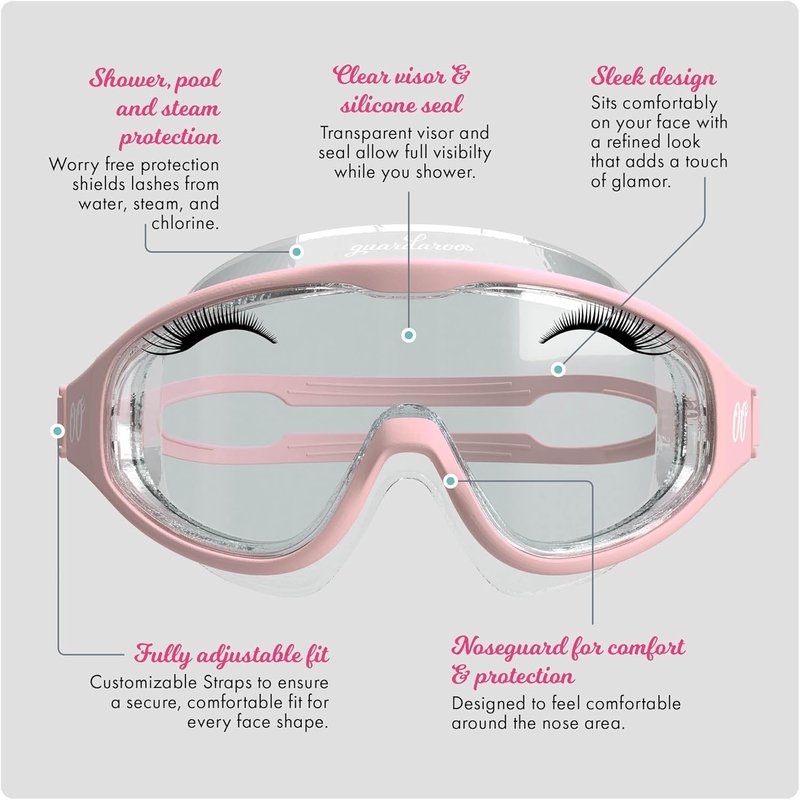 Lash Extension Goggles - Anti-Fog Eyeshield for Shower, Bath & Pool | Comfortable Fit