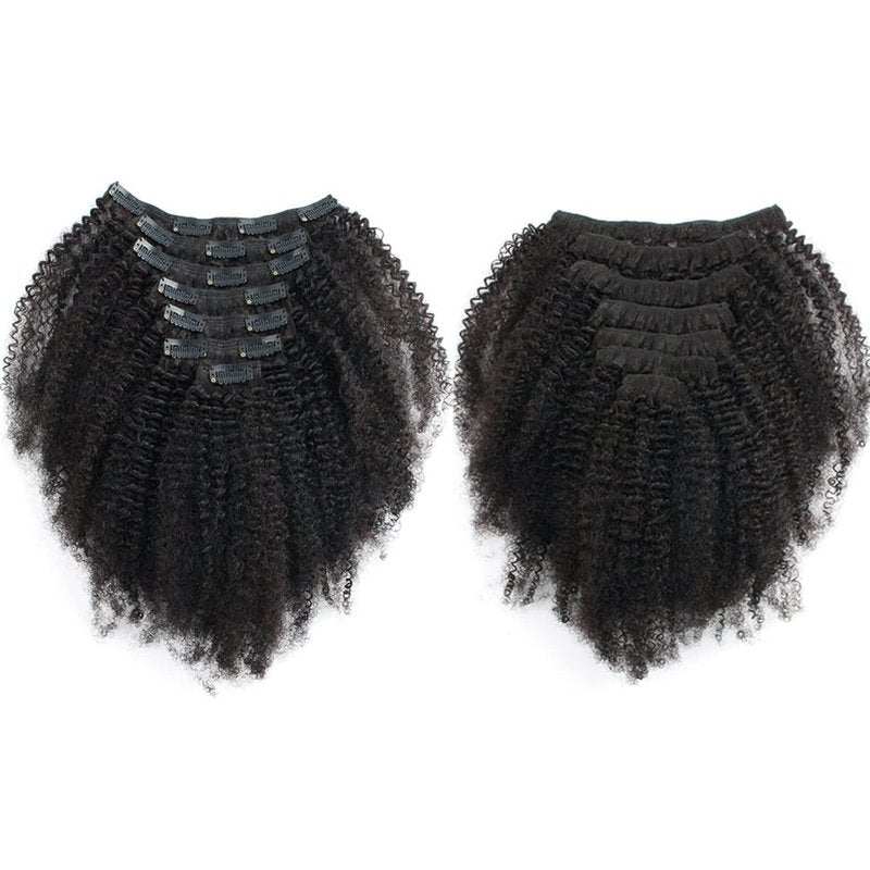 Brazilian Human Hair Afro Kinky Curly Clip-Ins - 16" | 8pcs, 120g for Black Women