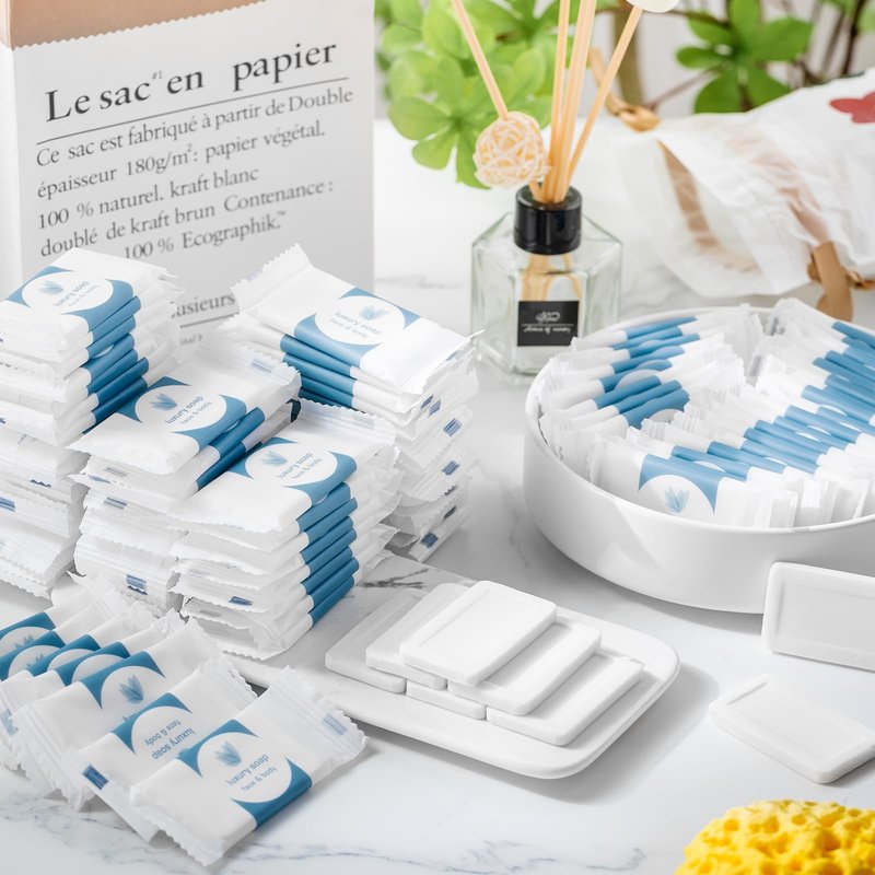 Kacctyen 200 Pcs 0.35oz Mini Bar Soap Bulk Individually Wrapped Bulk Hand Hotel Soap Bars Travel Size Toiletries for Guest Vacation Bathroom Rentals
