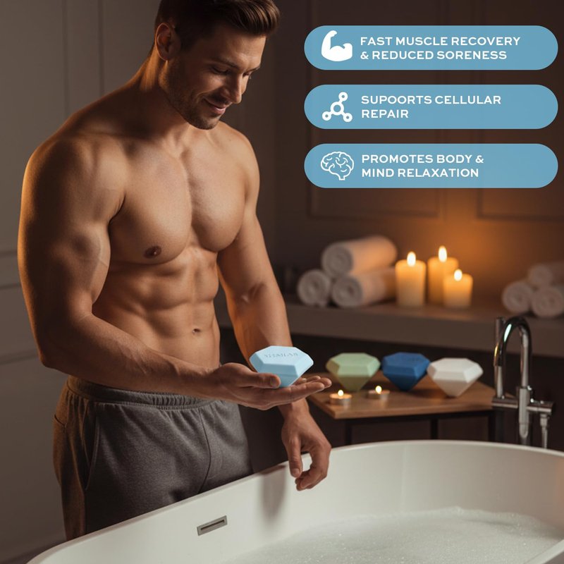 XLEMLAB Hydrogen Bath Bombs for Muscle Relief – Epsom Salt Magnesium Molecular Hydrogen Water Tablets, Hydrating & Antioxidant Support, Sandalwood Orange Aroma, 6 Pack