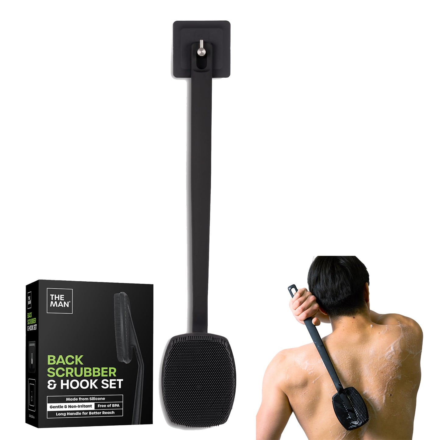 The Man Silicone Face Scrubber for Men - Gentle Exfoliator Face Massager - Removes Dead & Dry Skin - Facial Cleansing Brush (Back Scrubber)