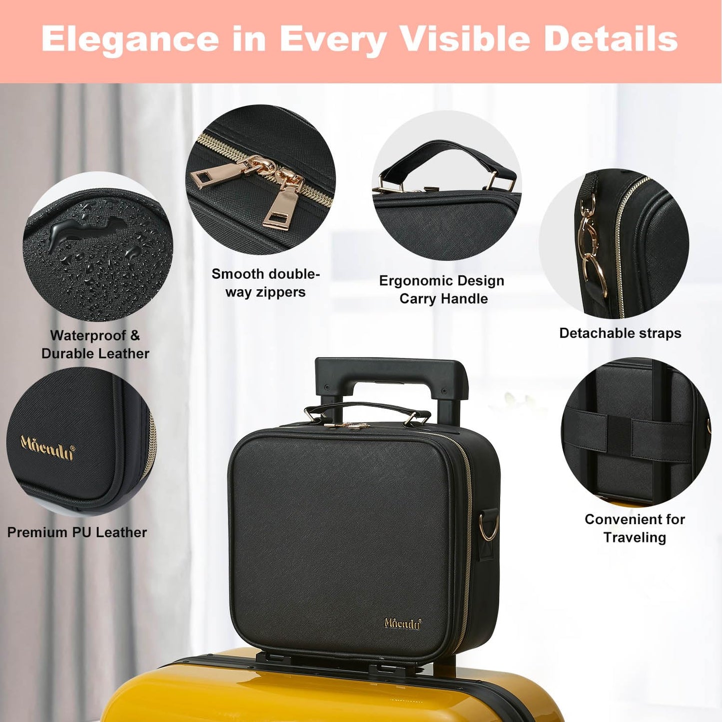 Mocado Travel Makeup Bag with Mirror Travel Makeup Organizer Makeup Case