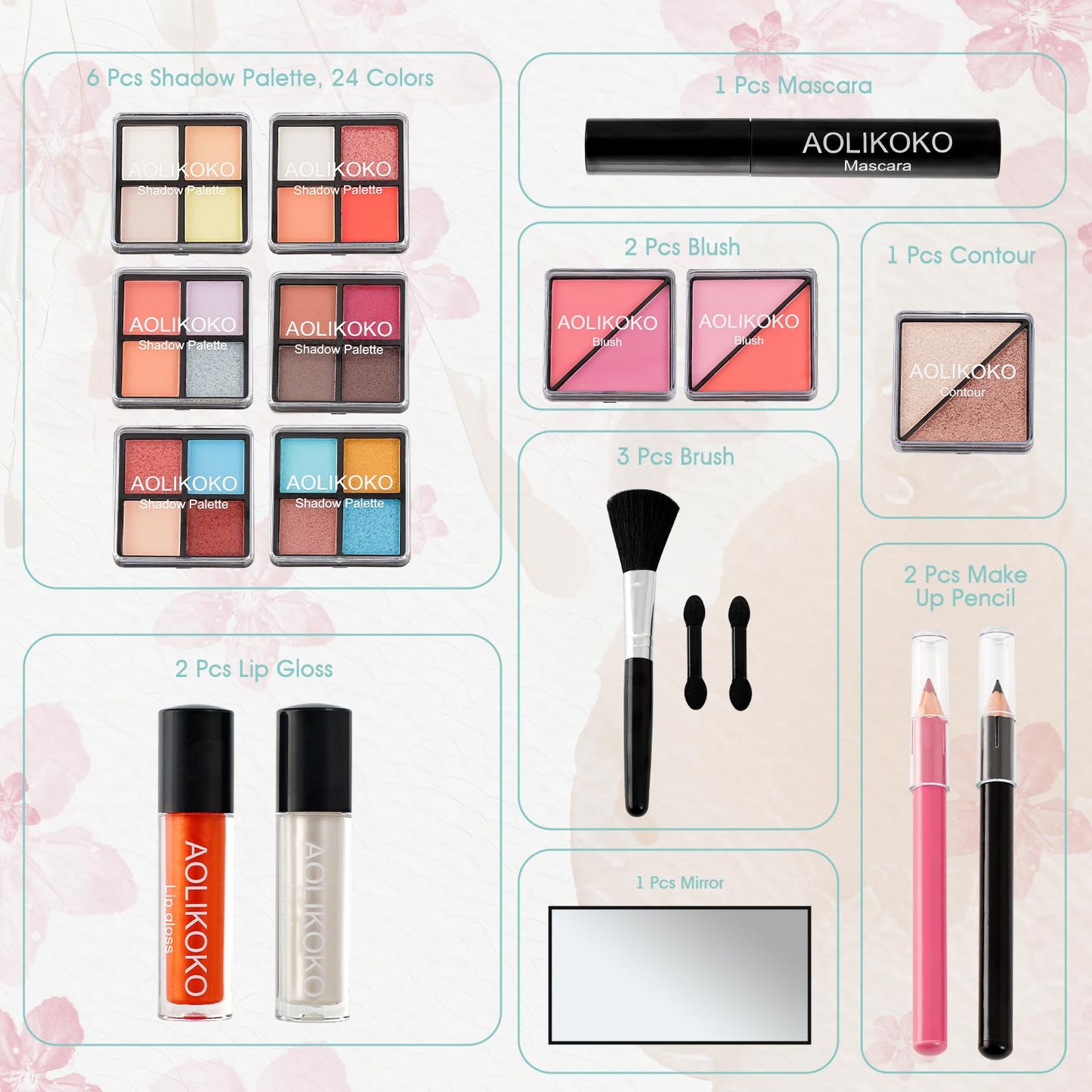 AOLIKOKO Makeup Kit for Teenager & Women Full Kit, All in One Makeup Set With The Small Cosmetic Train Case, Professional Makeup Kit, Makeup Gift Set for Women Girls (Set A)