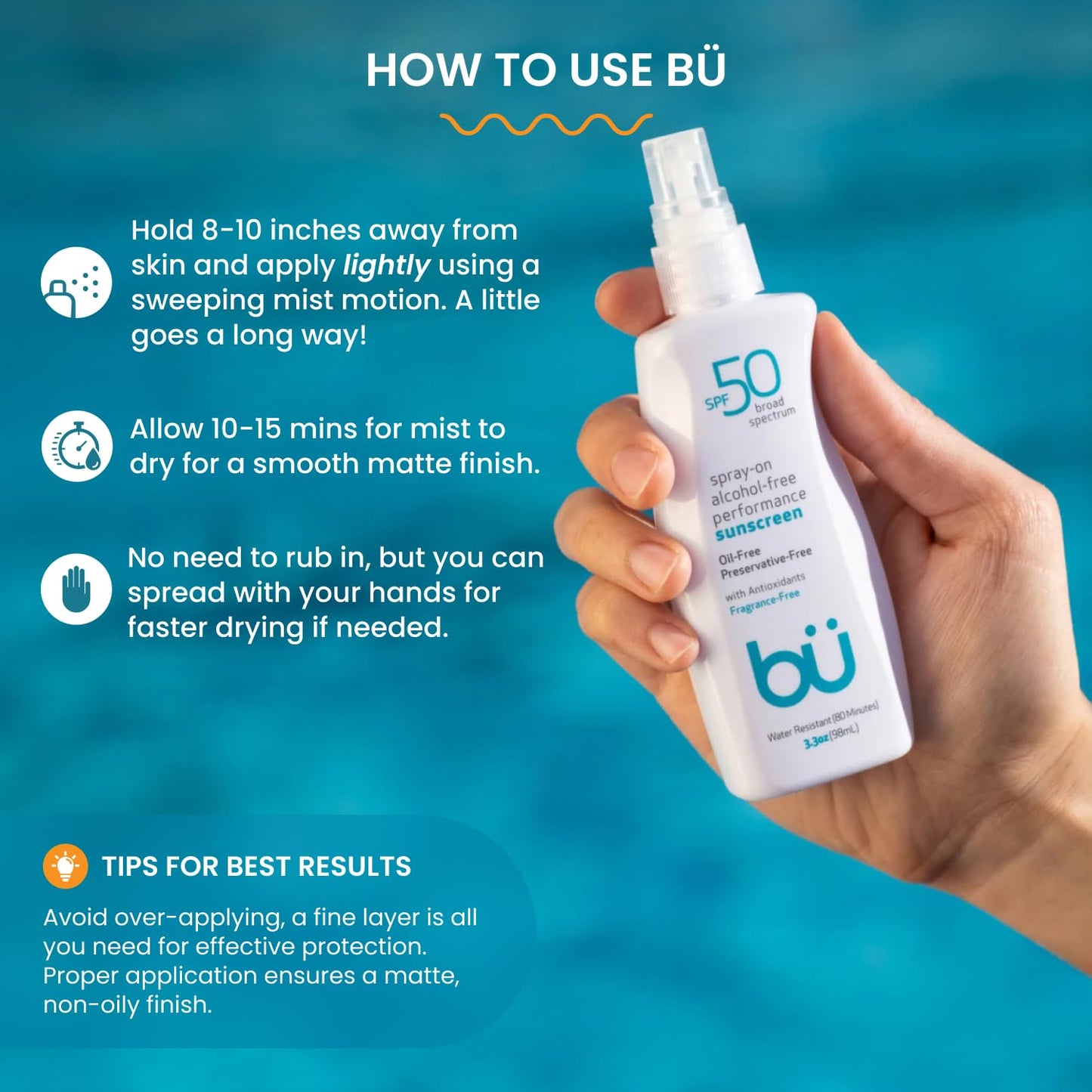 SPF 50 Sunscreen Spray - Fragrance-Free, Non-Greasy & Water-Resistant for Sensitive Skin | 3.3 oz
