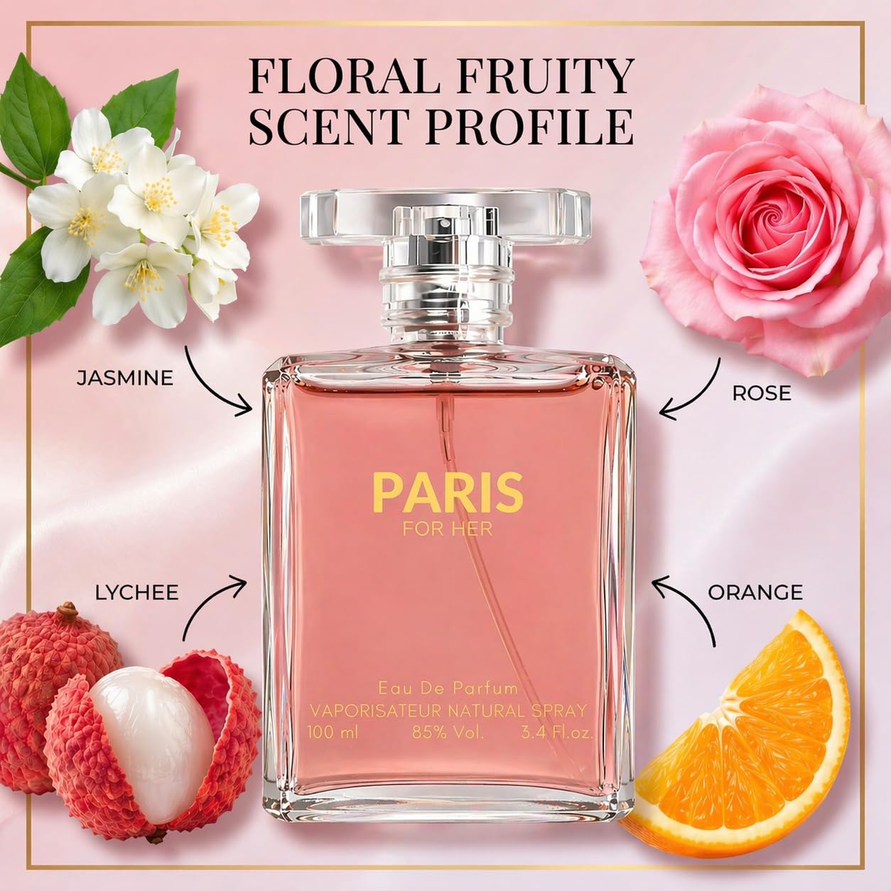 Sandora Fragrances Perfume for Women - Elegant Floral Eau De Parfum | Orange, Jasmine, Patchouli, Vanilla - 3.4 fl oz