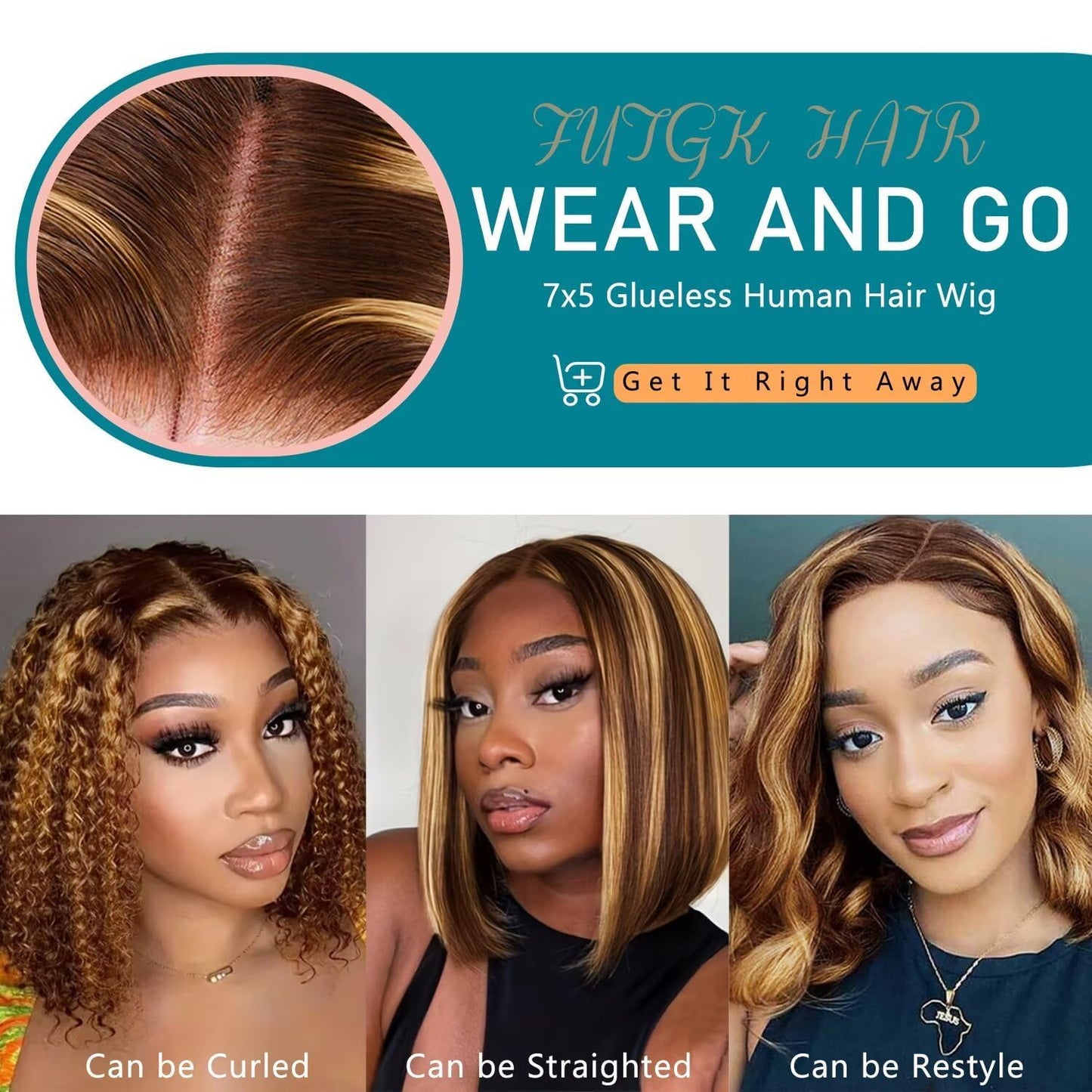 FUTGK 10inch Ombre Bob Wig Human Hair Glueless Body Wave Bob Wig Pre Cut 7x5 HD Lace Frontal Bob Wig Human Hair Pre Plucked 4/27 Ombre Honey Blonde Glueless Wig Pre Plucked Short Bob Wig for Wome