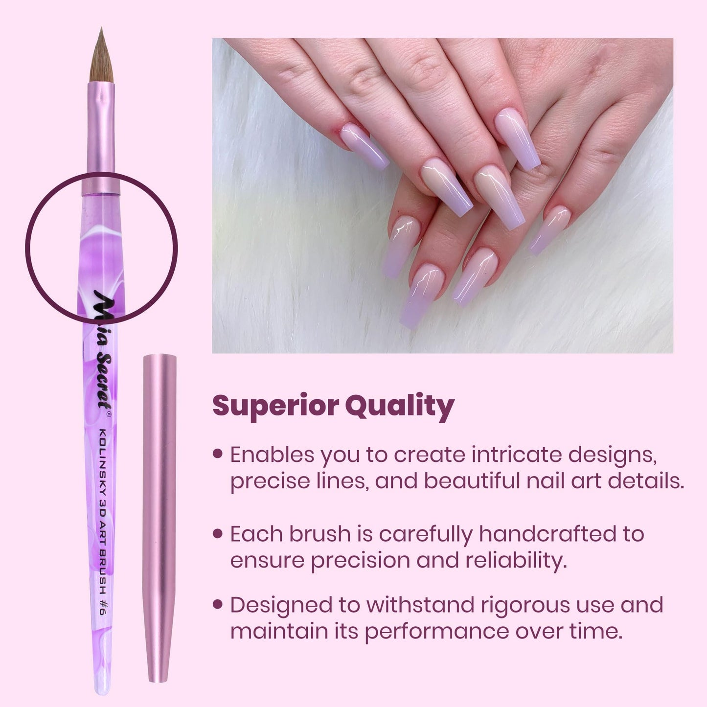 Nail Brushes with Kolinsky Squirrel Hair by Mia Secret Store