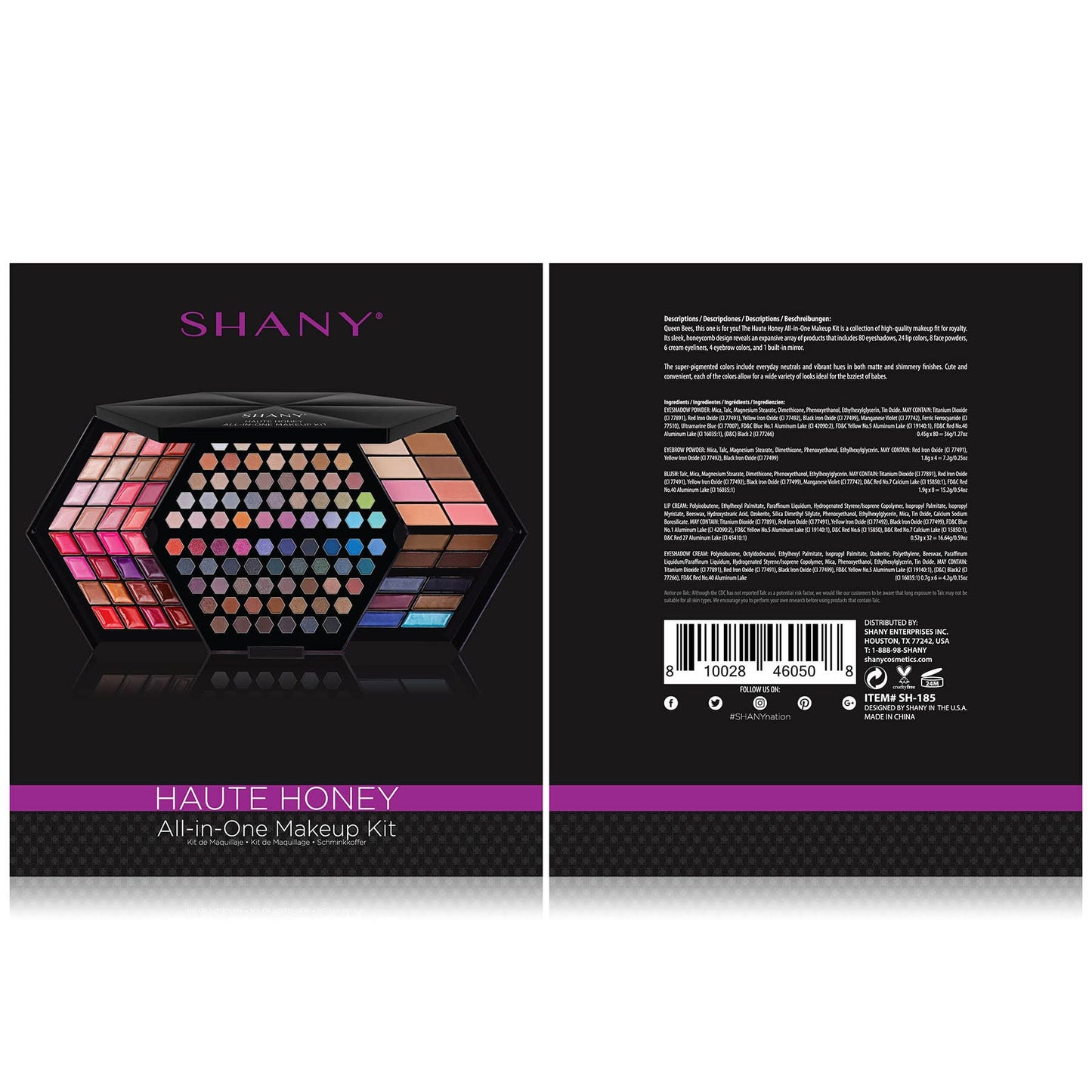 SHANY Haute Honey Makeup Set - All-in-One Makeup Kit with 80 Eyeshadows, 32 Lip Colors, 6 Gel Eyeliners, 4 Face Powders, 4 Blushes, and 4 Eyebrow Powders