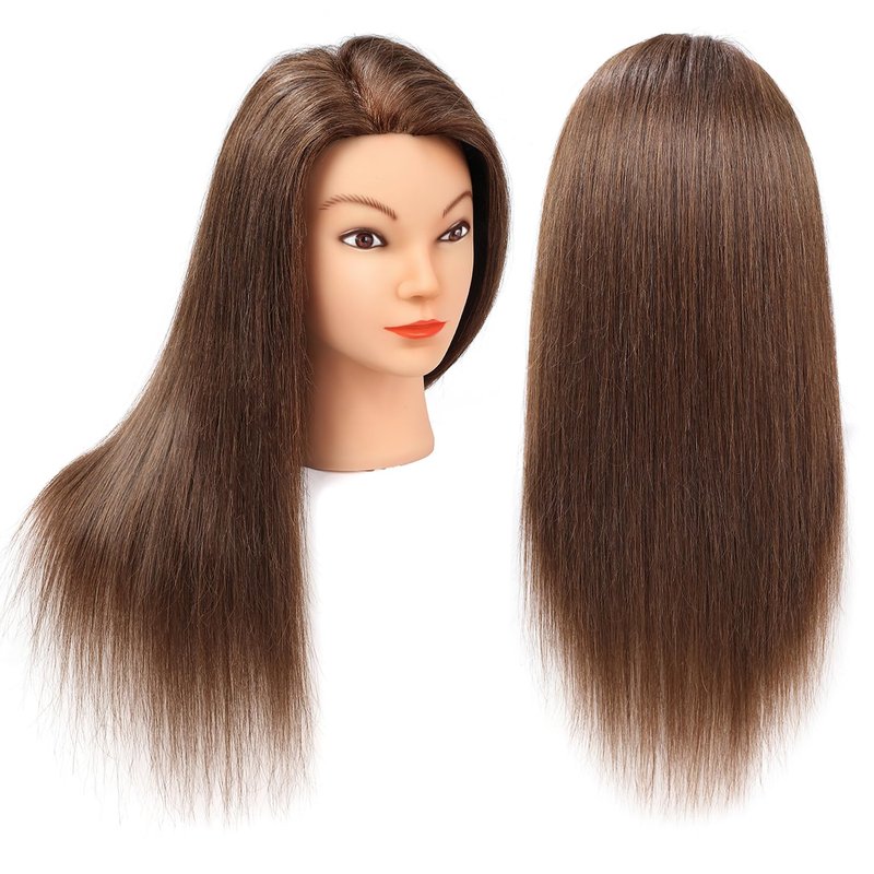 SOPHIRE 20-22 Inch Real Human Hair Mannequin Head - Hairdressers' Training & Cosmetology Doll | Dark Brown