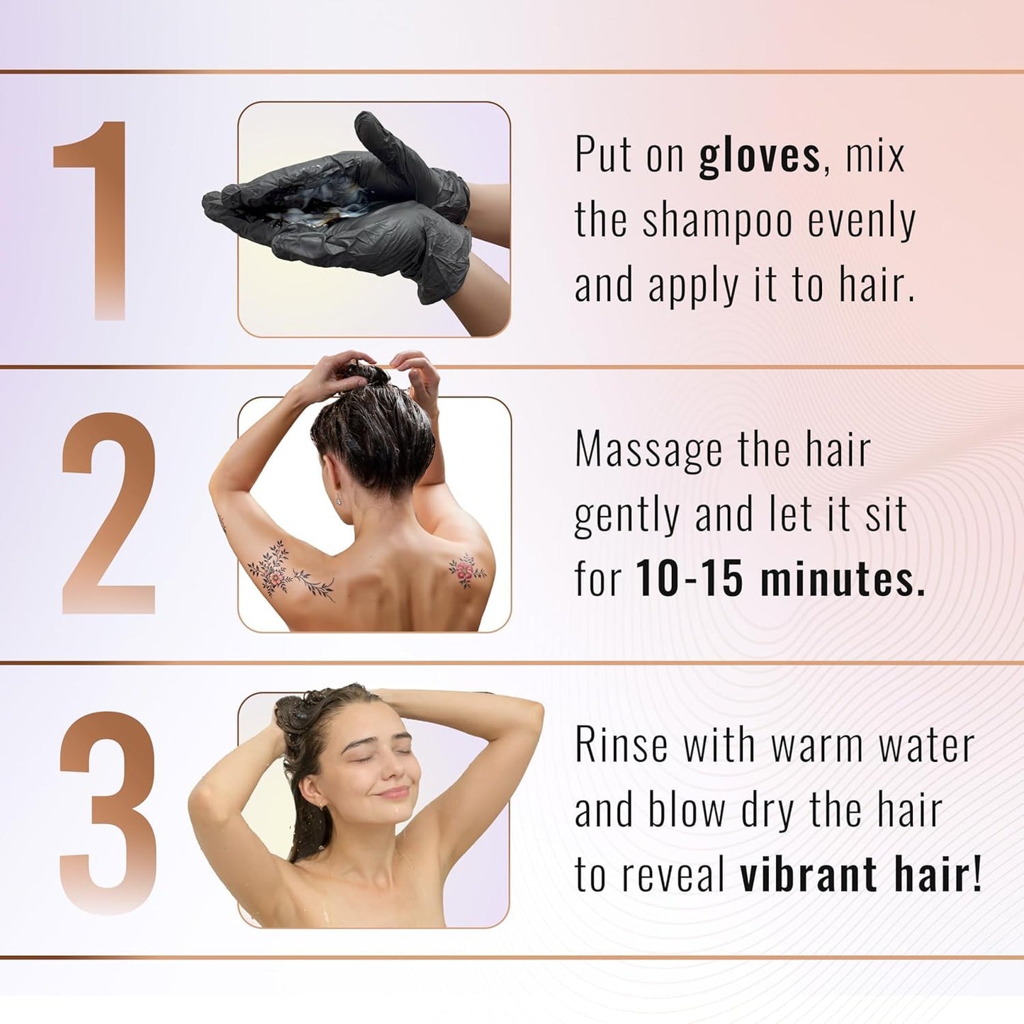 Herbishh Travel Pack Hair Dye Color Shampoo + 15pc Argan Hair Mask Sachet (Black, 15 Sachets)