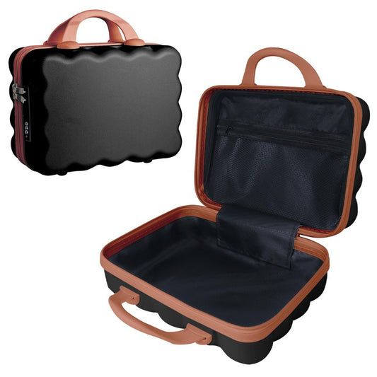 GigabitBest Portable Makeup Travel Case，PC+ABS hard shell cosmetic case,Women's portable cosmetic case with safety lock, suitable for travel and daily use-Black/Brown