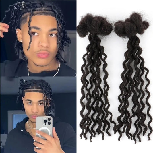 0.6cm Thickness Real Human Hair Dreadlock Extensions 10 Inch 10 Strands Full Handmade Permanent Curly Locs Extensions Human Hair Can Be Dyed and Bleached