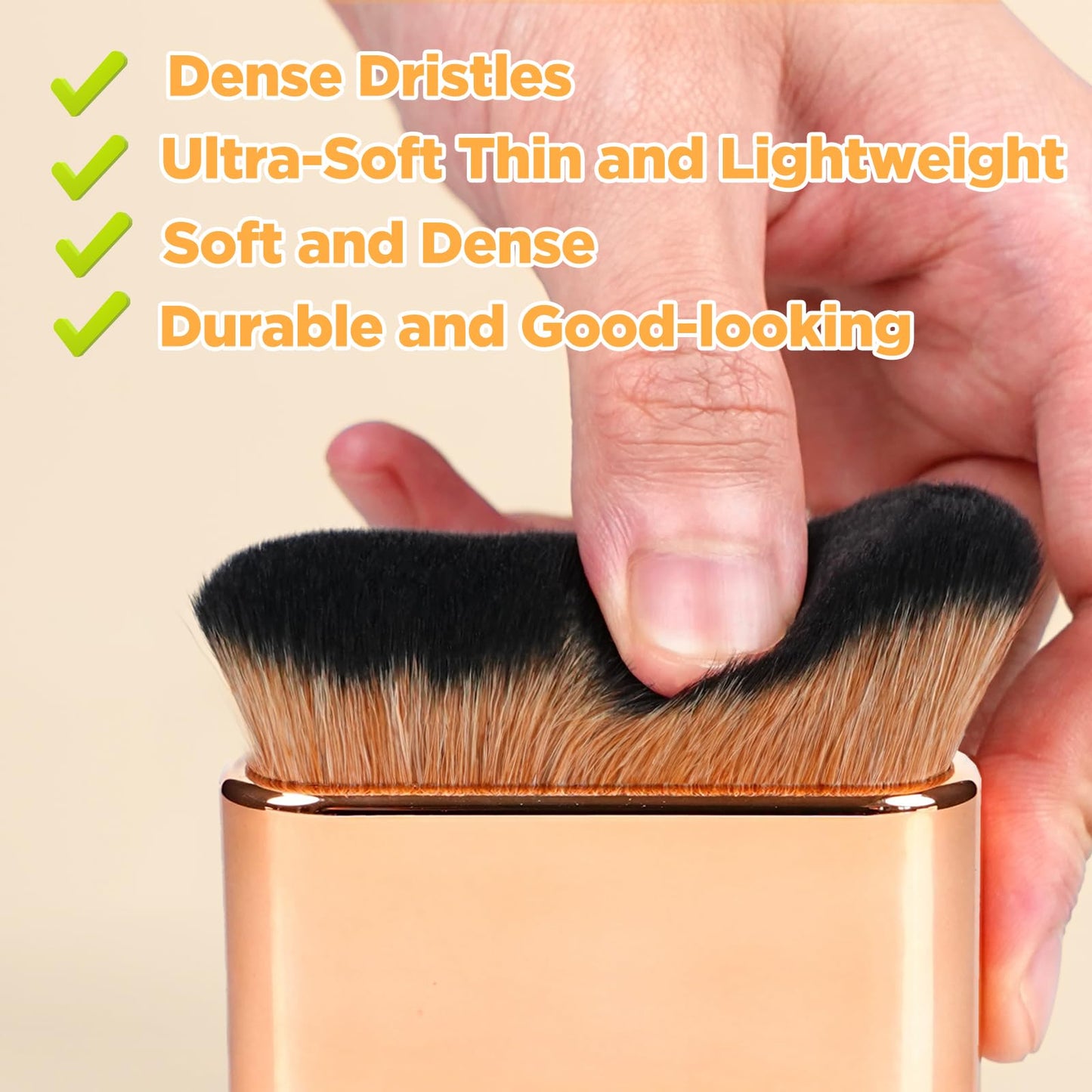 Self Tanner Brush,Body Makeup Brush, Kabuki Brush for Face and Body,Self Tanning Applicator for Leg Makeup,Bronzer,Lotion,Cream and Powder,Vegan Synthetic Bristles with Travel Case.Rose Gold