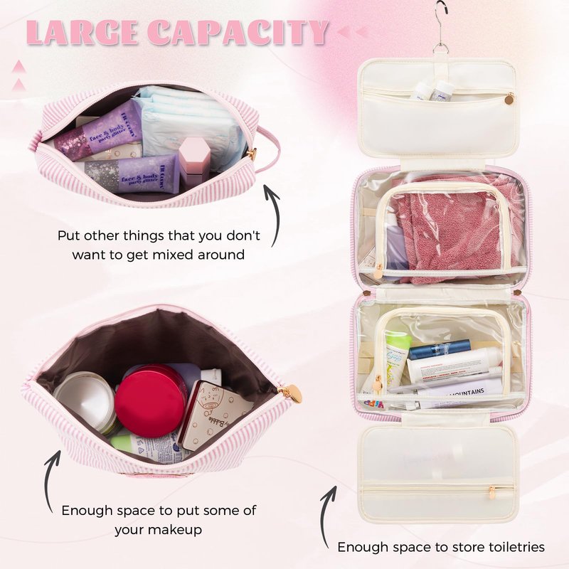 Fystdtote Gifts for Teenage Girls Birthday Gift for Girls Women Toiletry Makeup Bag Cosmetic Bag Teacher Gifts for 3 4 5 6 7 8 9 10 11 12 13 Year Old Girl - Pink S