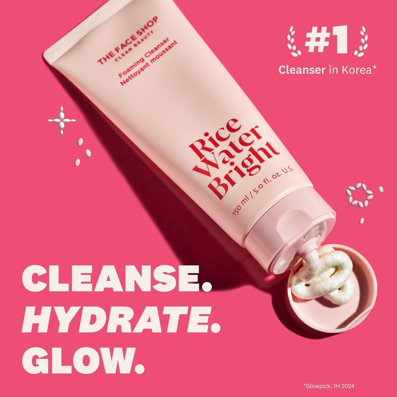 Rice Water Bright Double Cleansing Duo Set - Korean Skin Care | Hydrating Face Wash & Pore Control Oil
